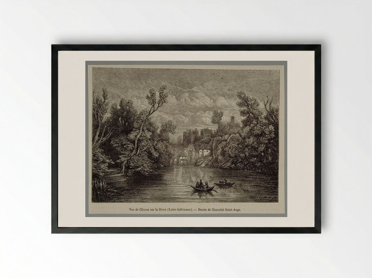 View of Clisson on the Sèvre - Best et Cie - Framed Print Black