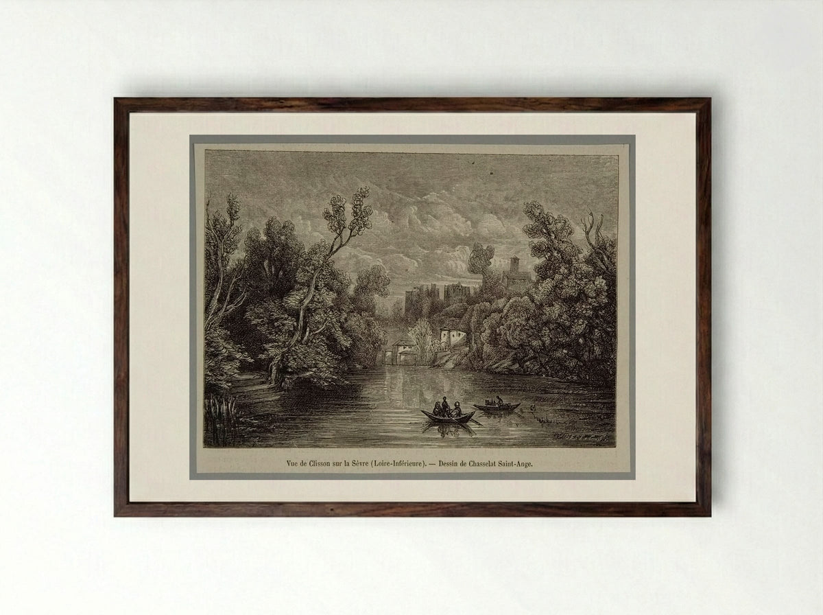 View of Clisson on the Sèvre - Best et Cie - Framed Print Dark Wood