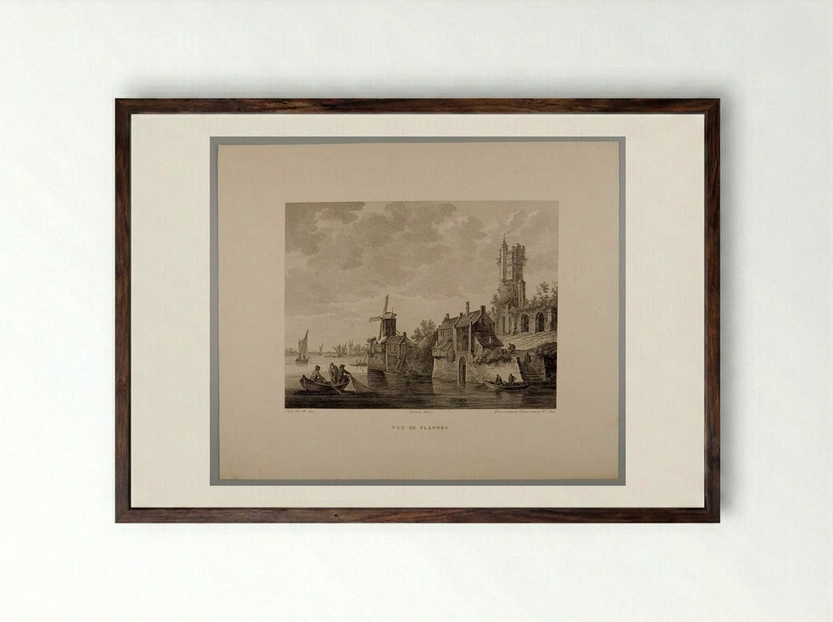 View of Flanders - Pierre Laurent - Framed Print Dark Wood