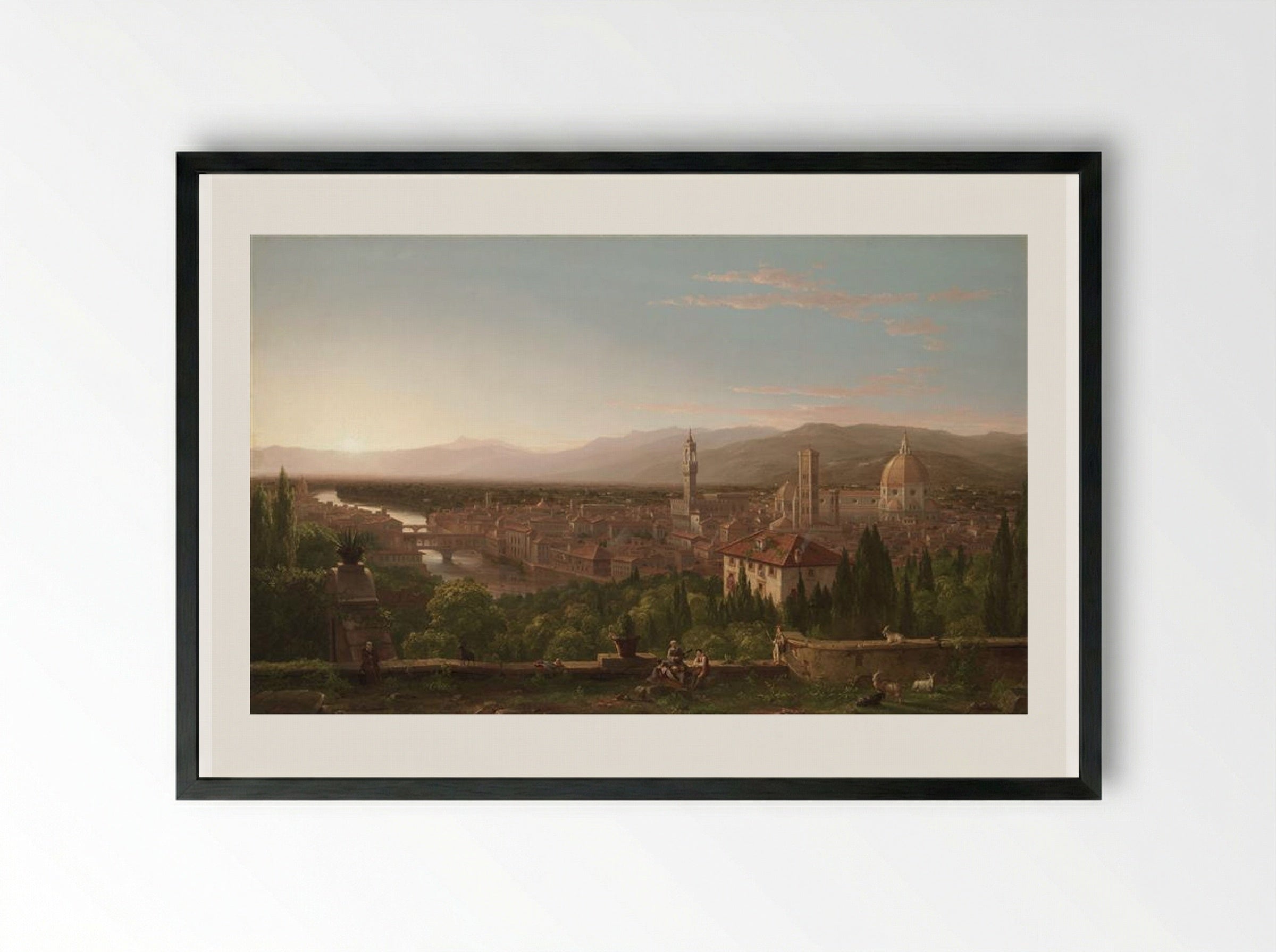 View of Florence from San Miniato - Thomas Cole - Framed Print Black