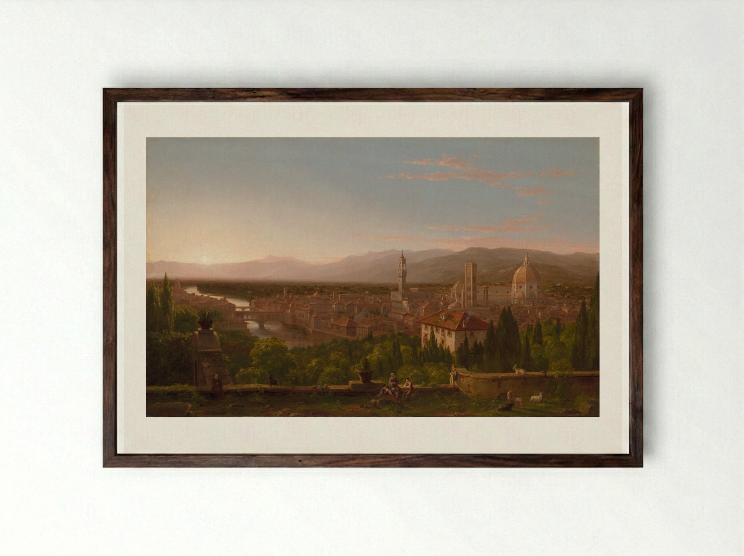 View of Florence - Thomas Cole - Framed Print Dark Wood