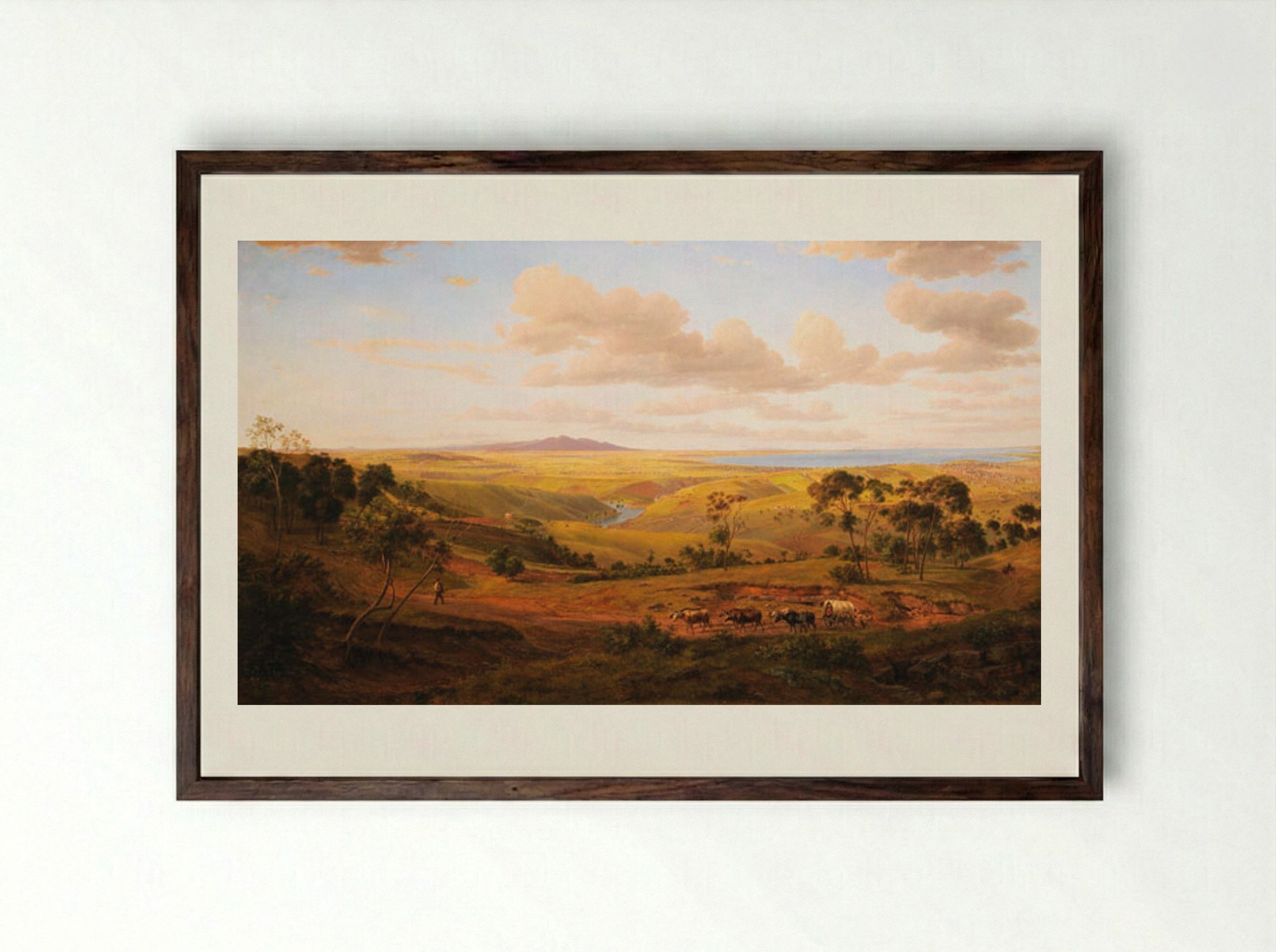 View of Geelong - Eugene von Guerard - Framed Print Dark Wood