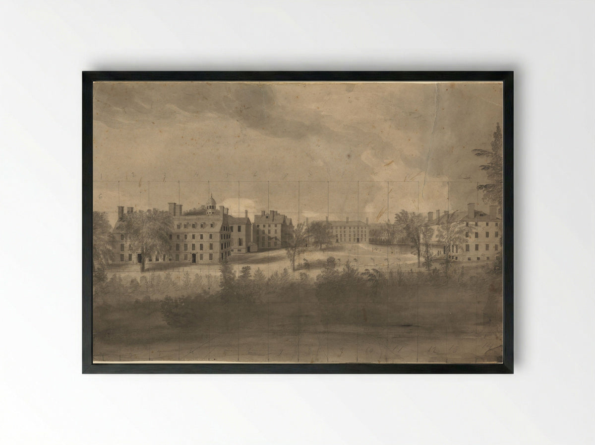 View of Harvard College - Alvan Fisher - Framed Print Black