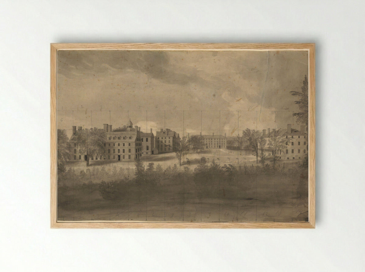 View of Harvard College - Alvan Fisher - Framed Print Wood