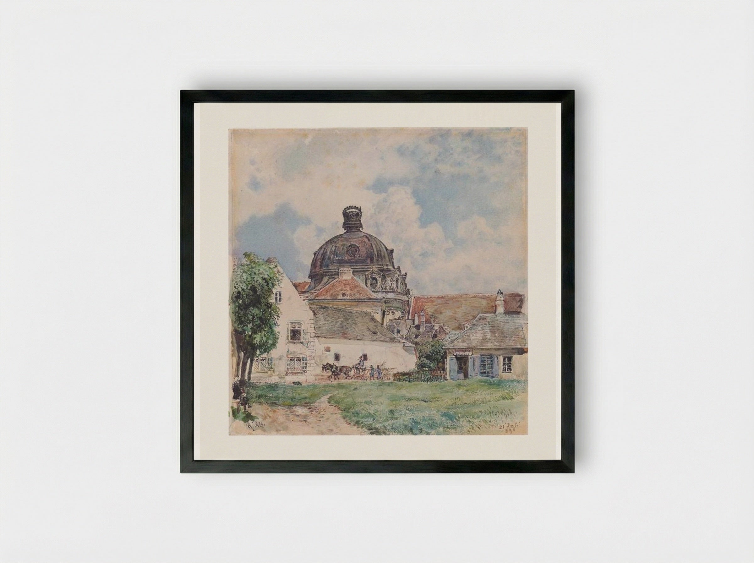View of Klosterneuburg - Rudolf von Alt - Framed Print Black