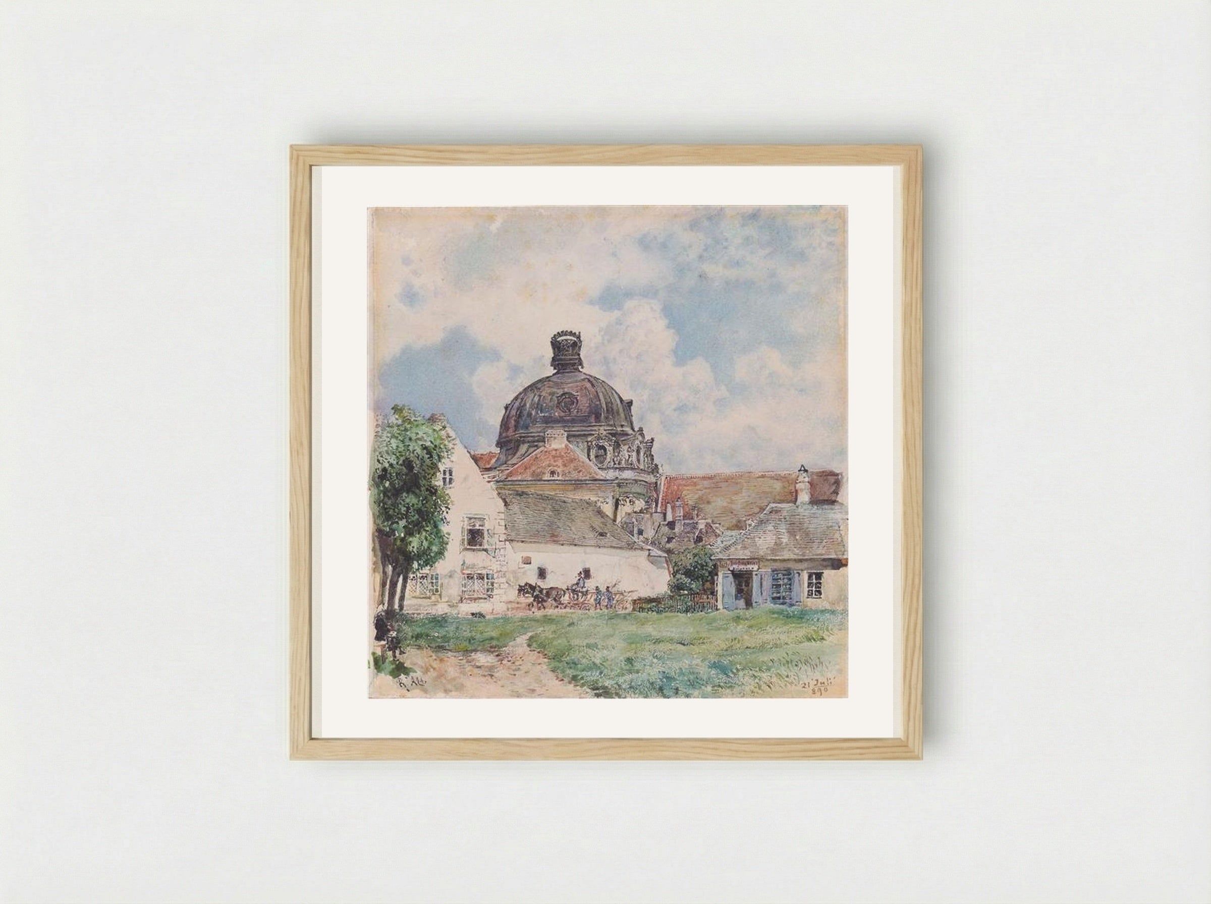 View of Klosterneuburg - Rudolf von Alt - Framed Print Wood