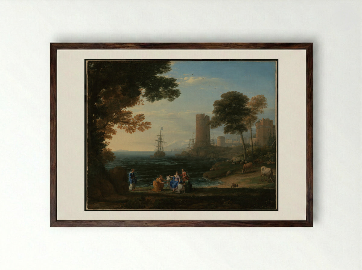 View of La Crescenza - Claude Lorrain - Framed Print Dark Wood