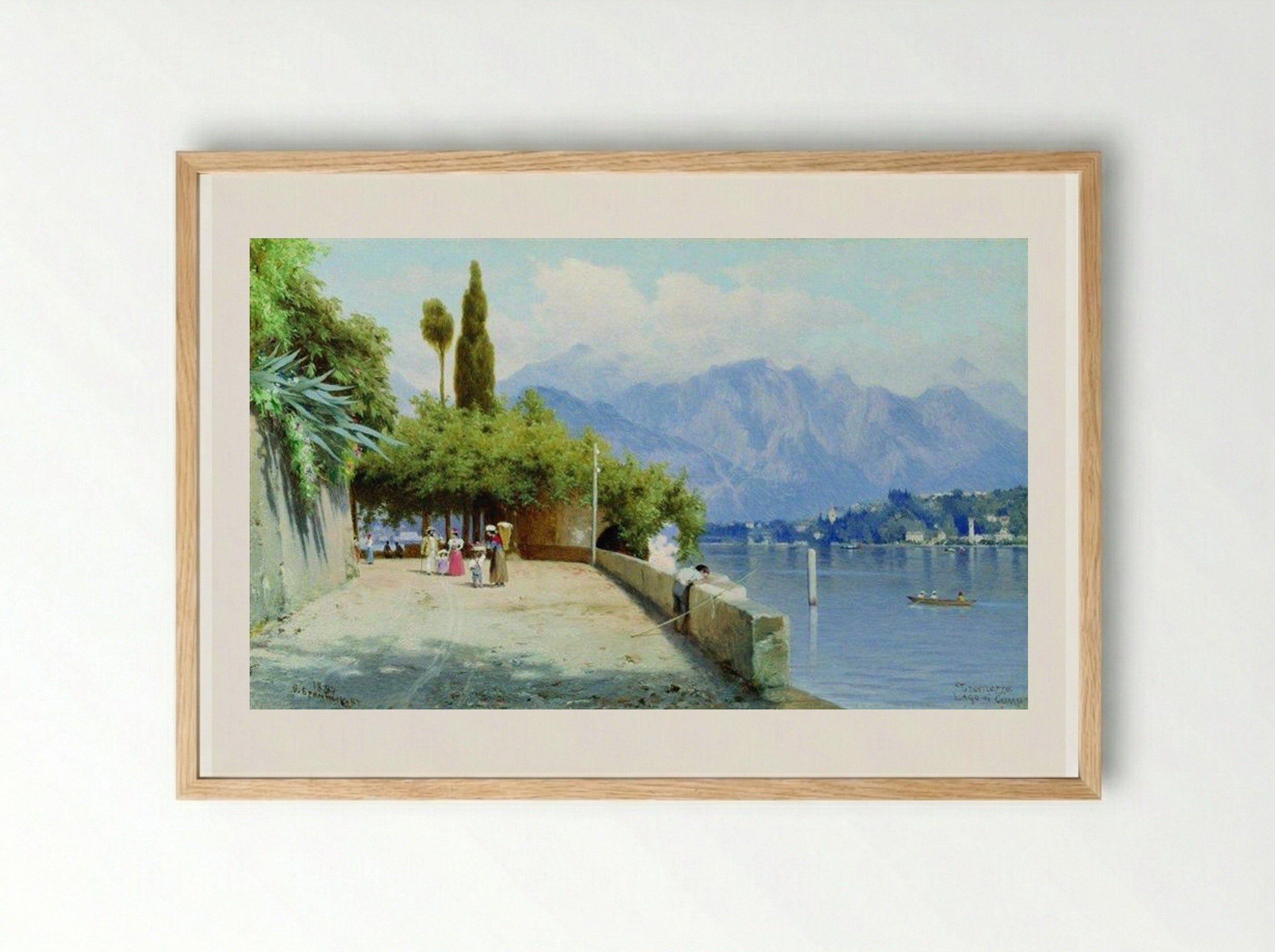 View of Lake Como - Fyodor Bronnikov - Framed Print Wood