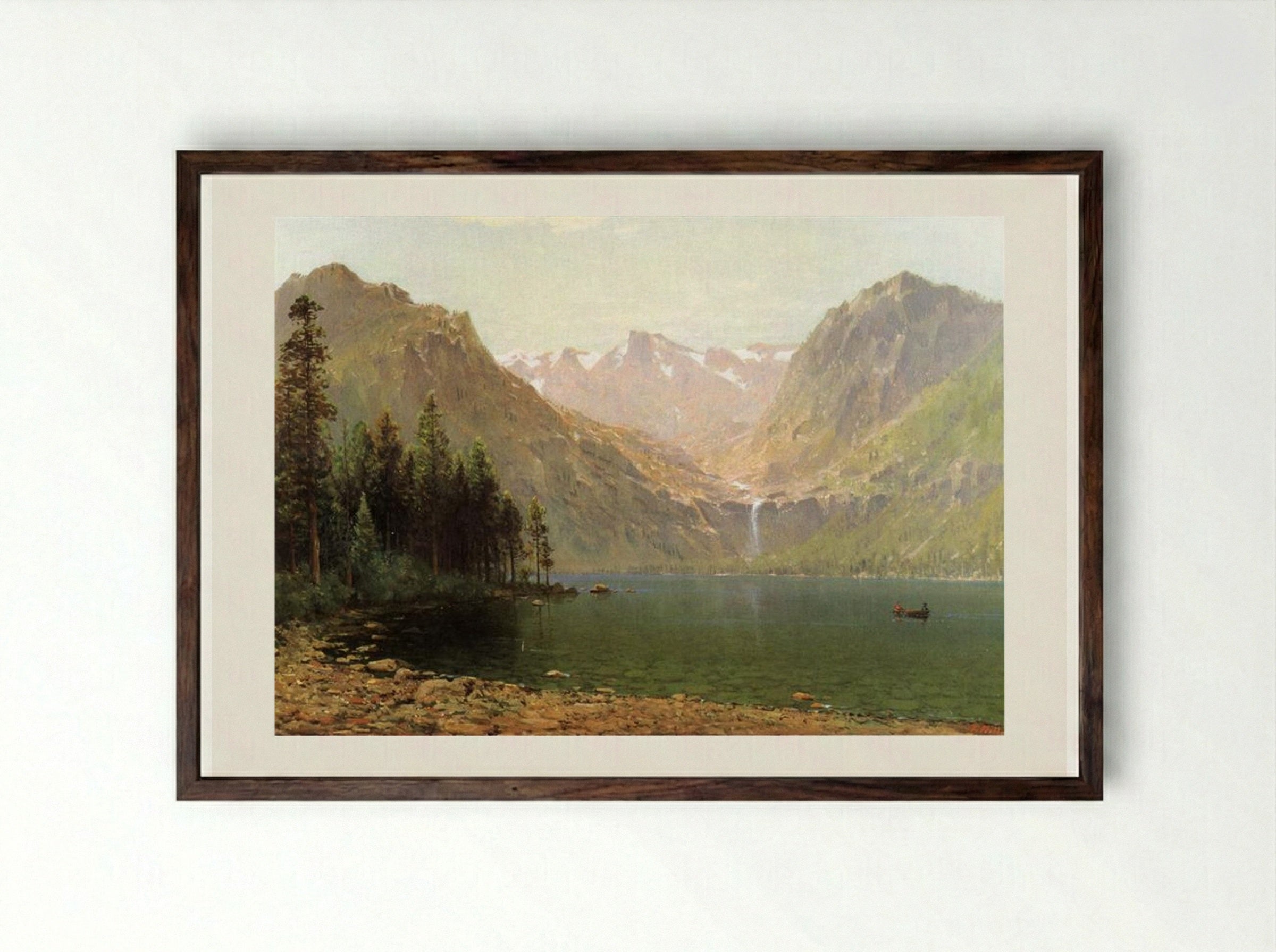 View of Lake Tahoe, Looking Across Emerald Bay - Thomas Hill - Framed Print Dark Wood