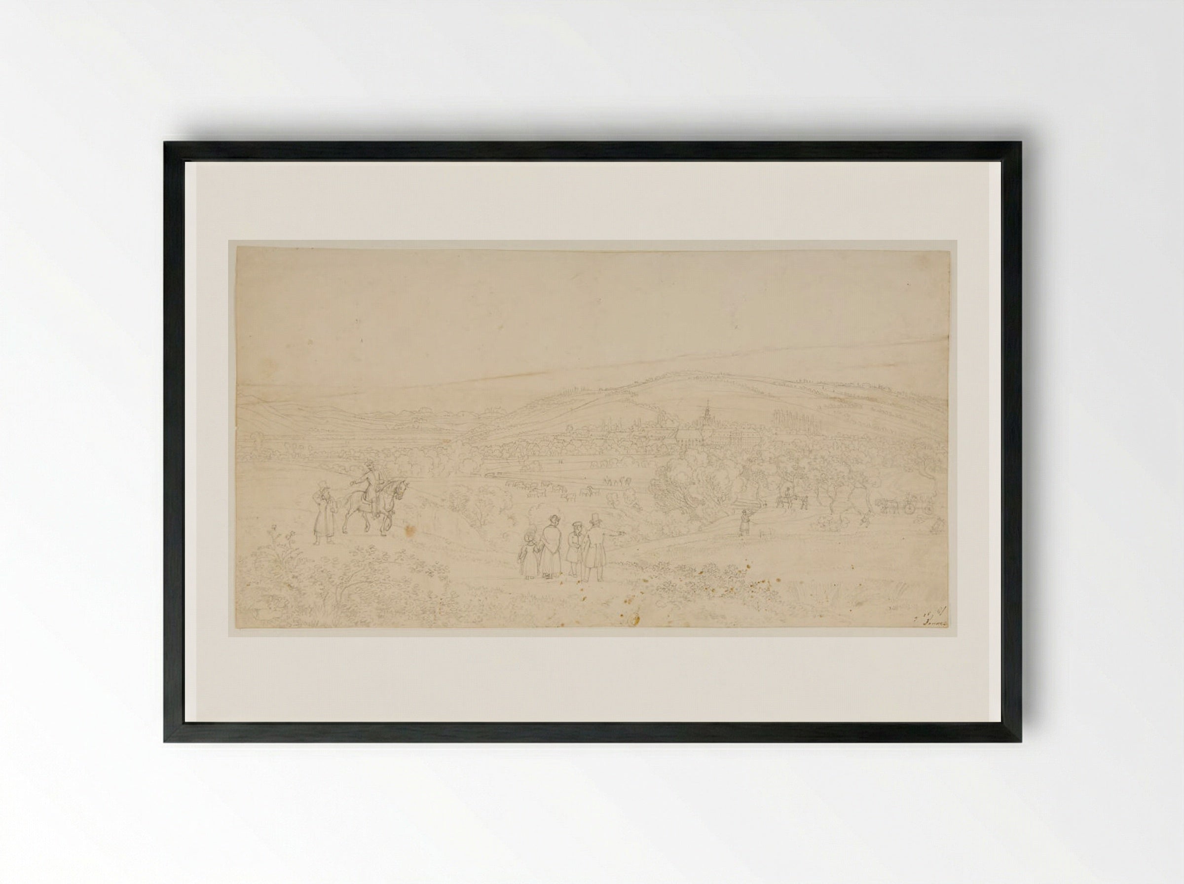 View of Lockwitz - Adrian Ludwig Richter - Framed Print Black