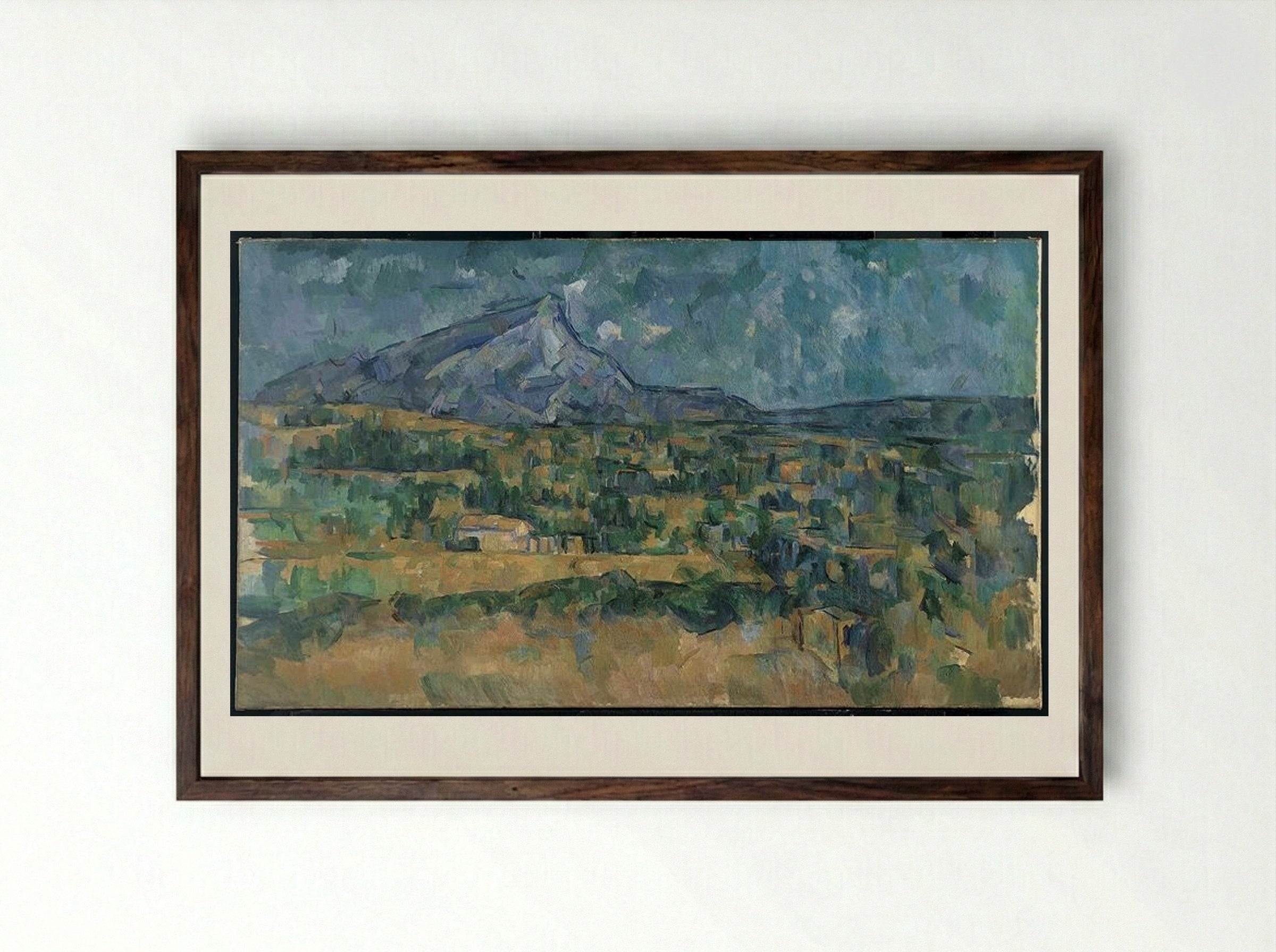 View of Mont Sainte-Victoire - Paul Cézanne - Framed Print Dark Wood