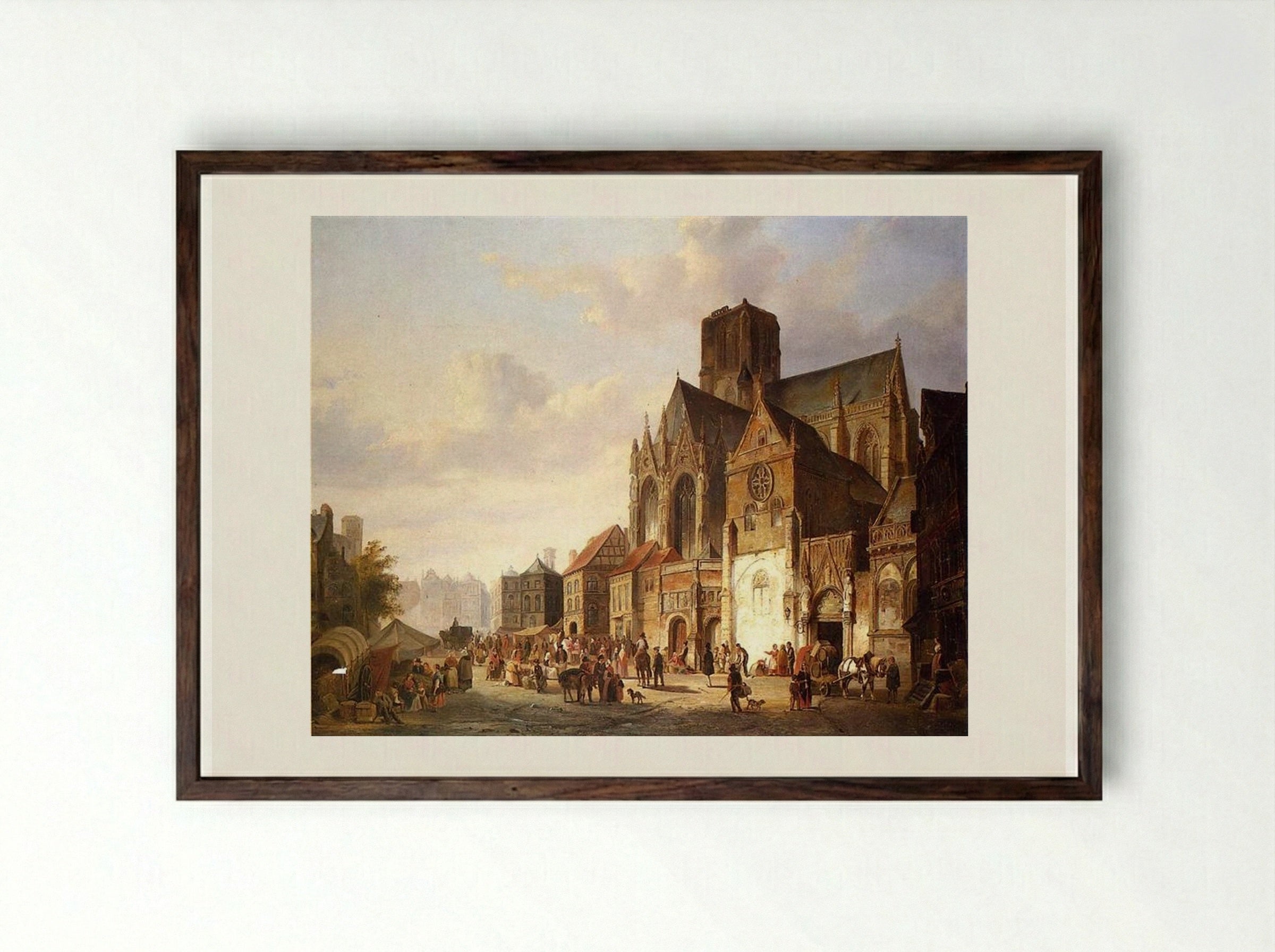 View of Montelspran - Cornelis Springer - Framed Print Dark Wood