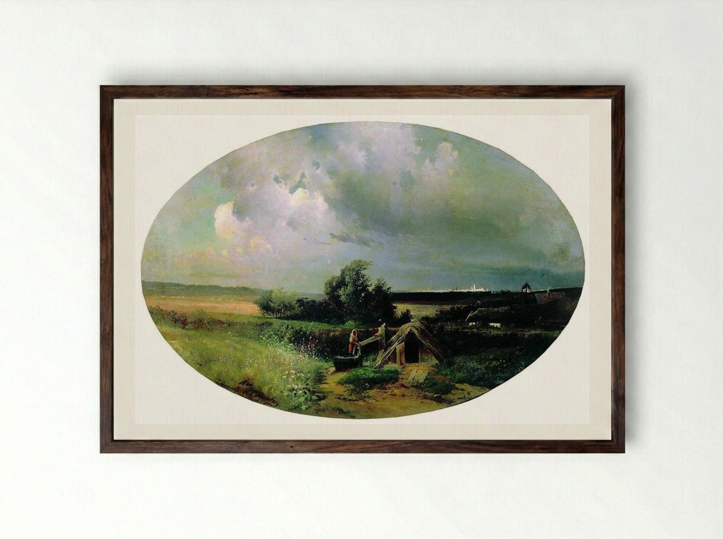 View of Moscow from Mazilova - Aleksey Savrasov - Framed Print Dark Wood