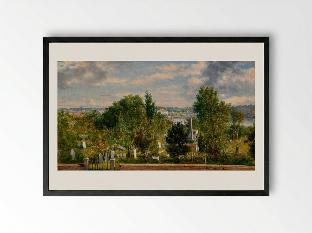 View of Mount Auburn Cemetery - George Loring Brown - Framed Print Black