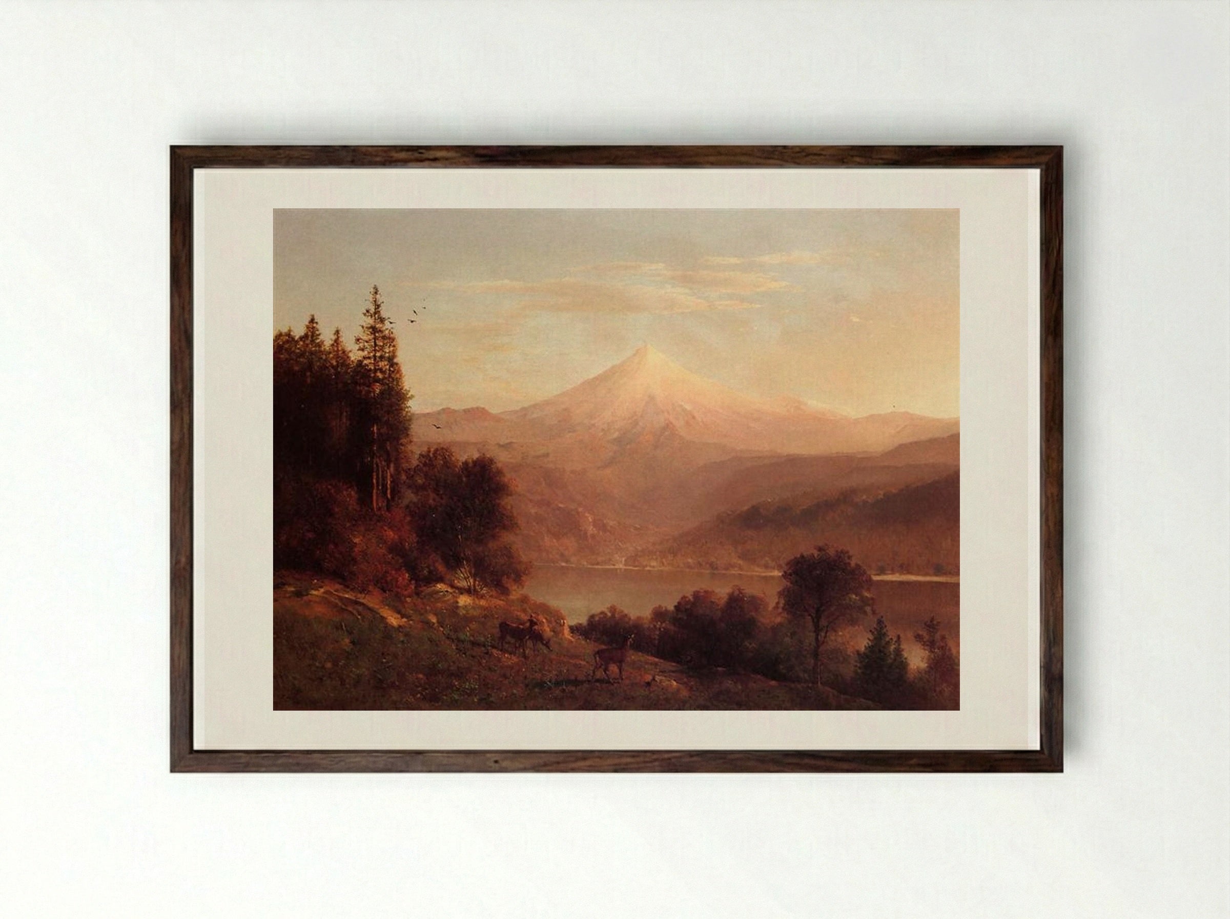 View of Mount Hood - Thomas Hill - Framed Print Dark Wood