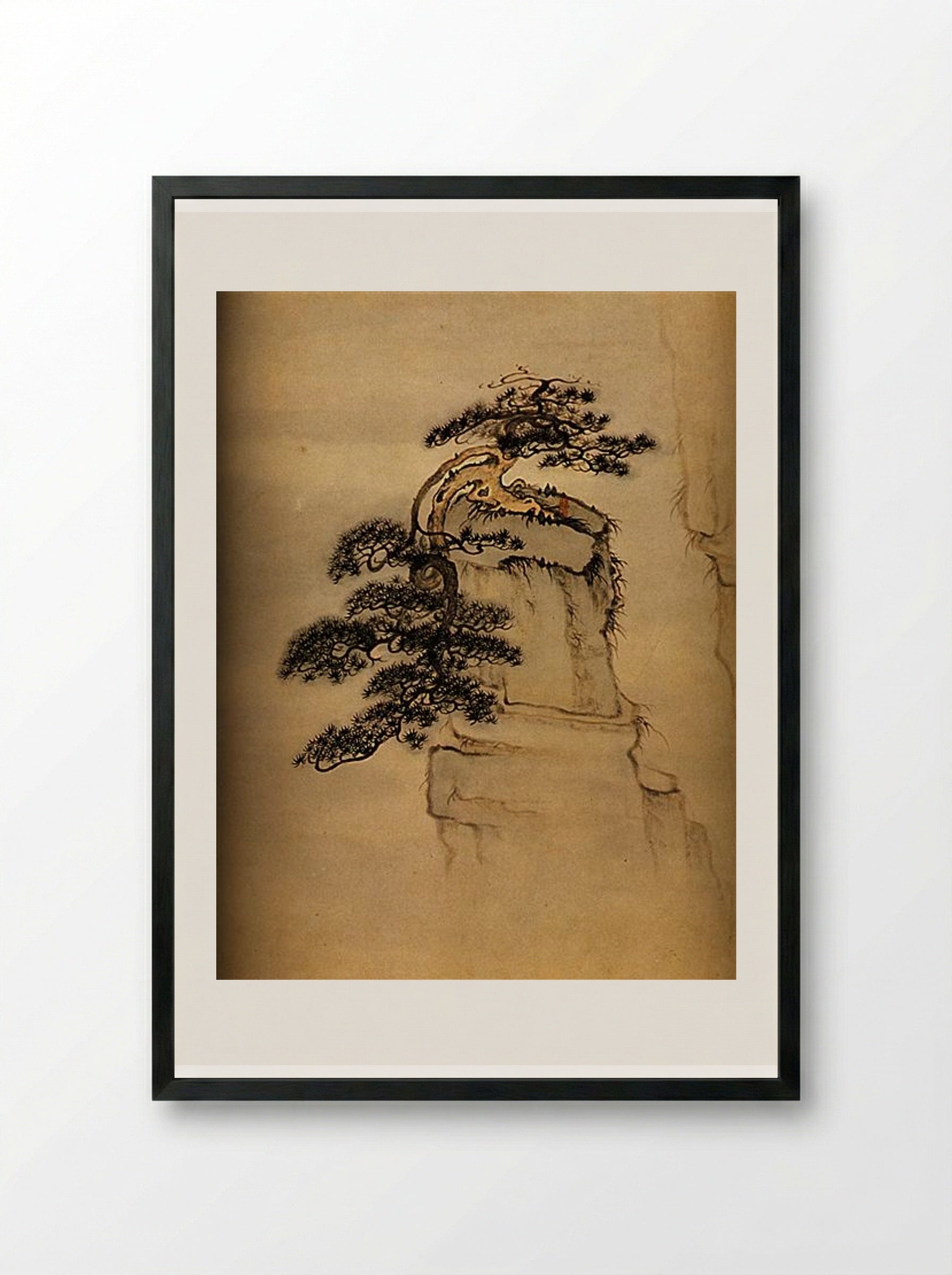 View of Mount Huang - Shitao - Framed Print Black