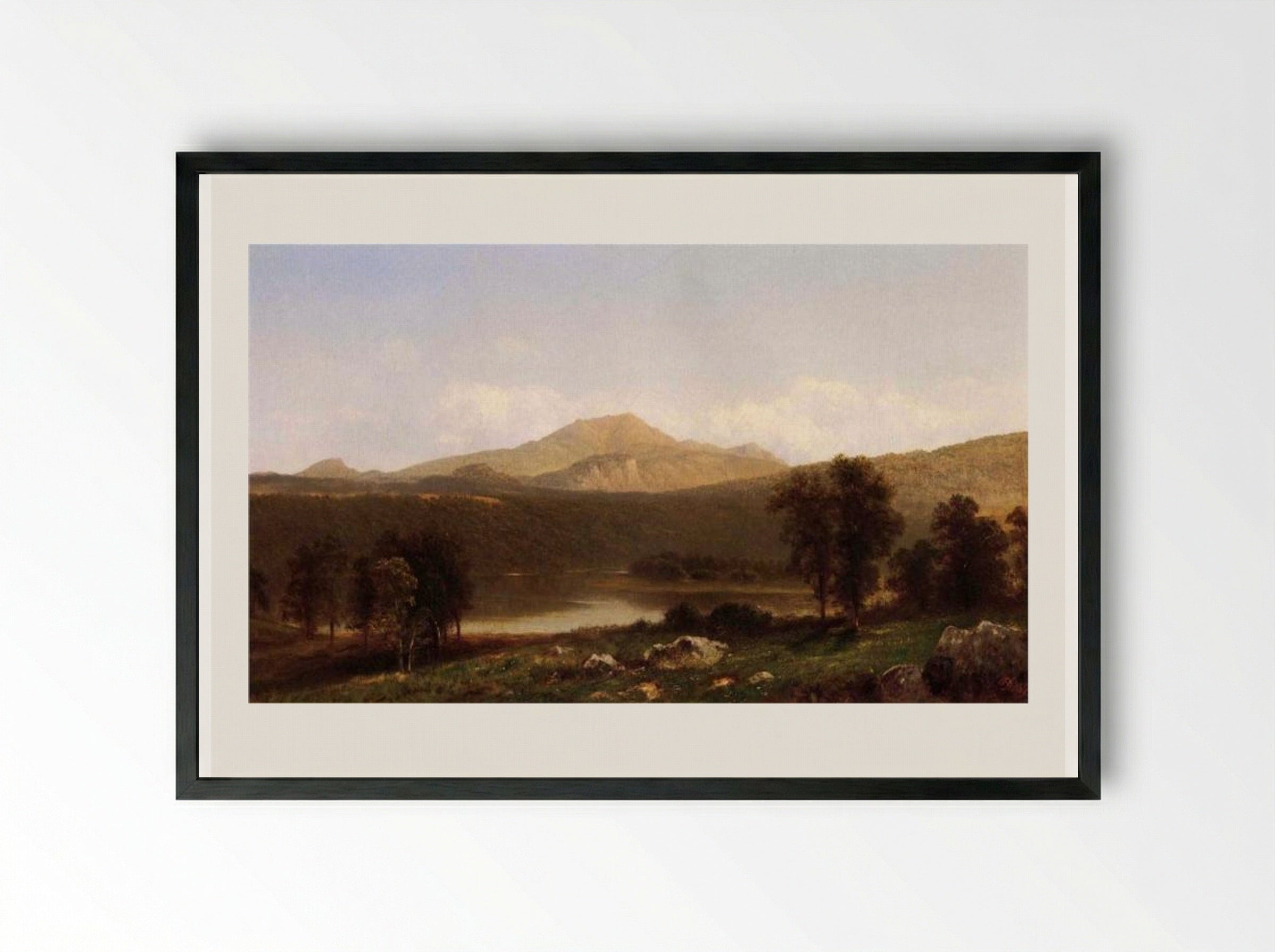 View of Mt. Lafayette, New Hampshire - David Johnson - Framed Print Black