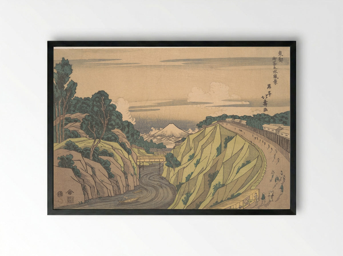 View of Ochanomizu in the Eastern Capital - Shōtei Hokuju - Framed Print Black