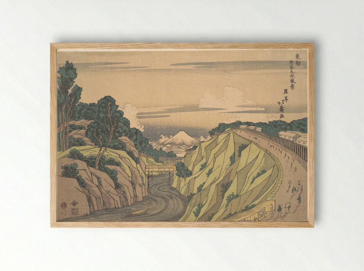 View of Ochanomizu in the Eastern Capital - Shōtei Hokuju - Framed Print Wood