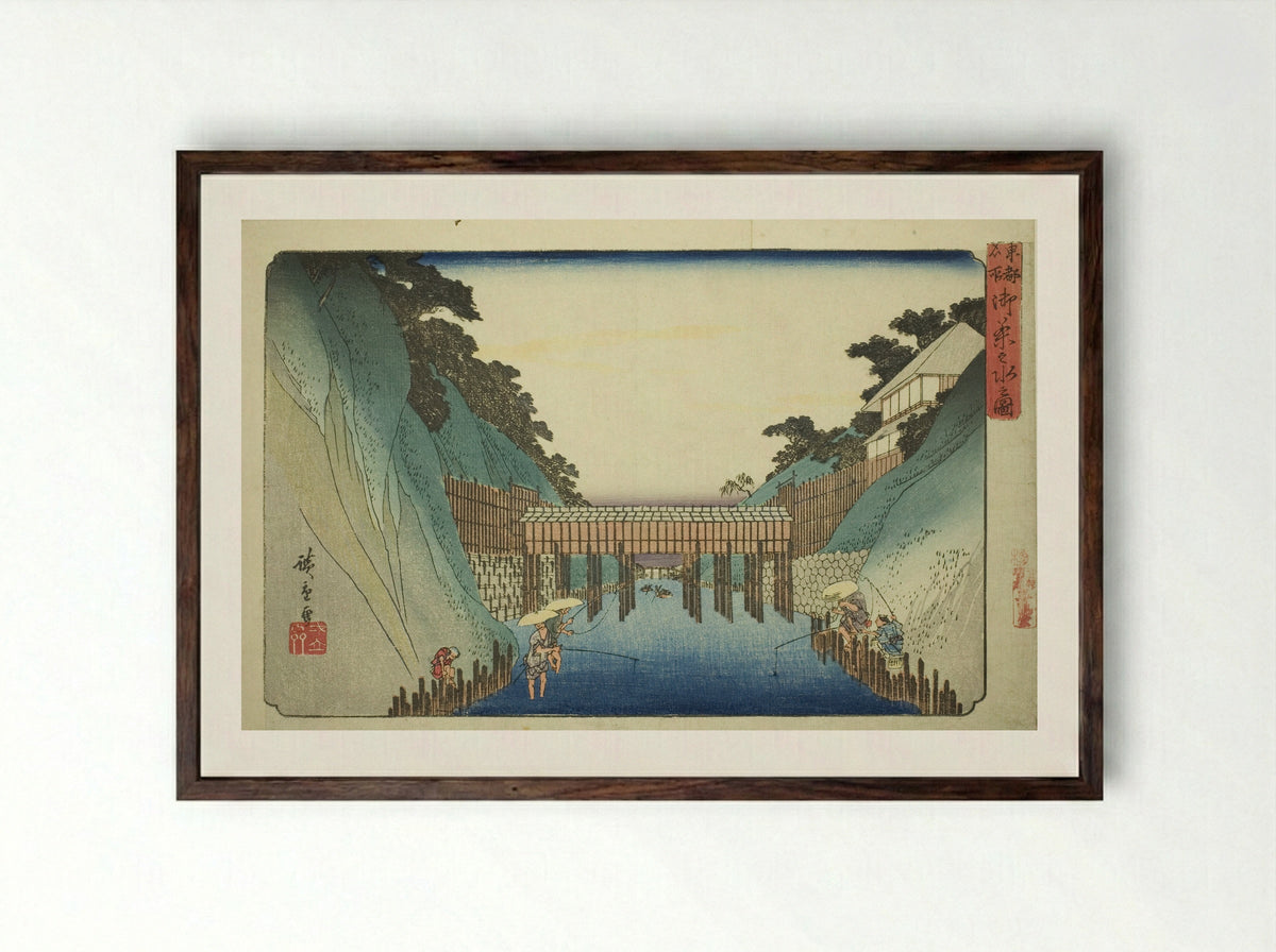 View of Ochanomizu - Utagawa Hiroshige - Framed Print Dark Wood