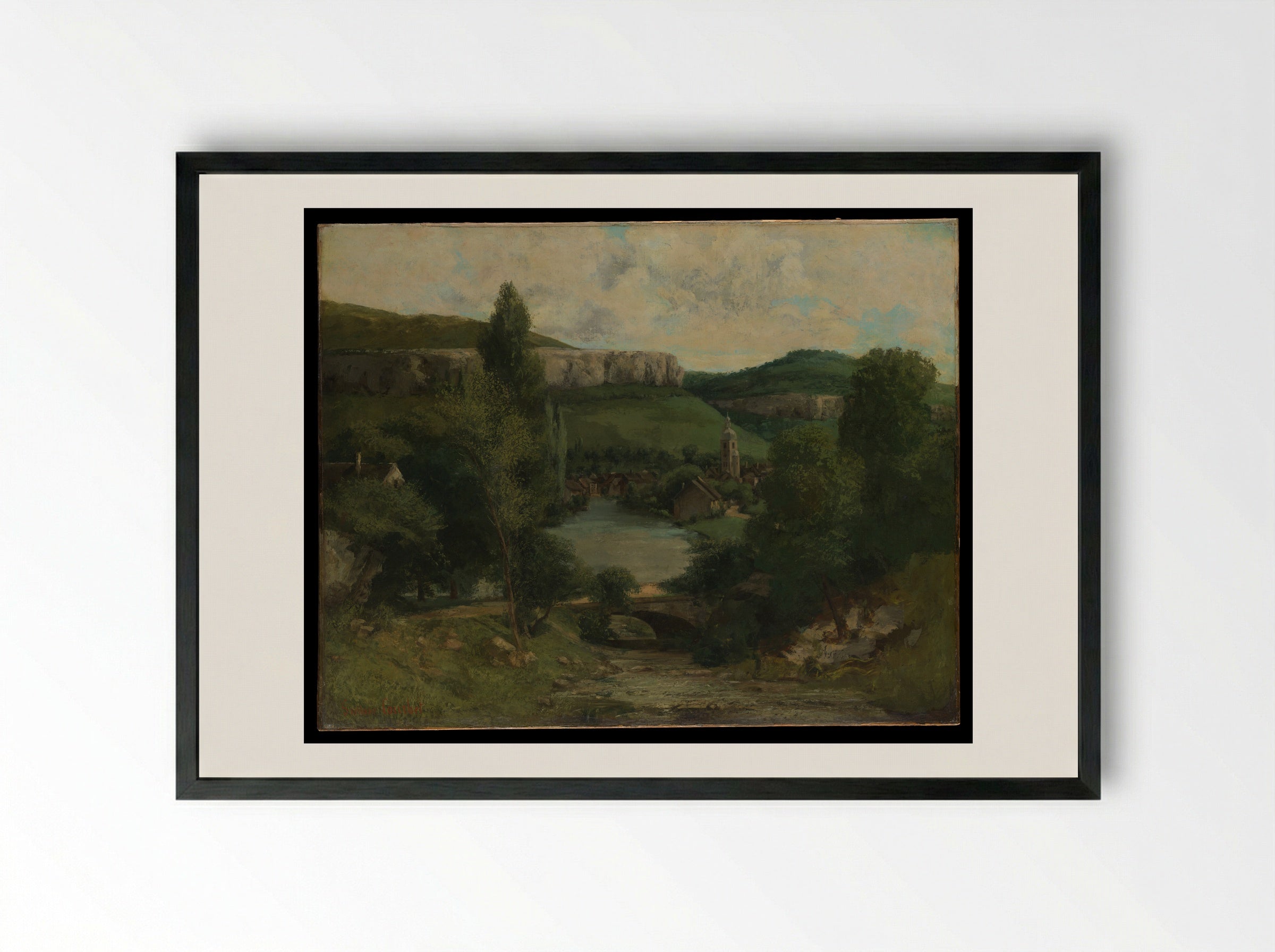 View of Ornans - Gustave Courbet - Framed Print Black