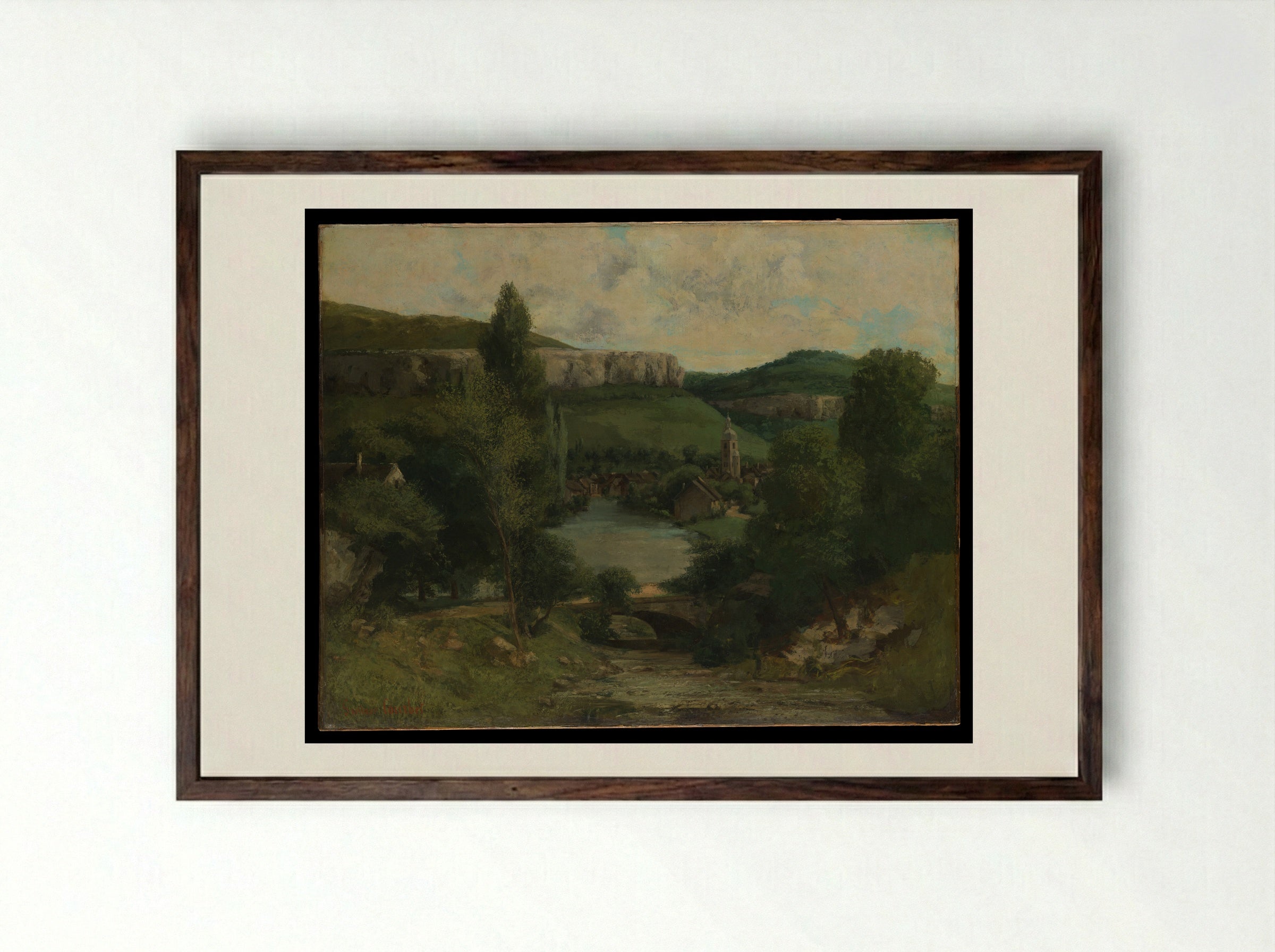 View of Ornans - Gustave Courbet - Framed Print Dark Wood