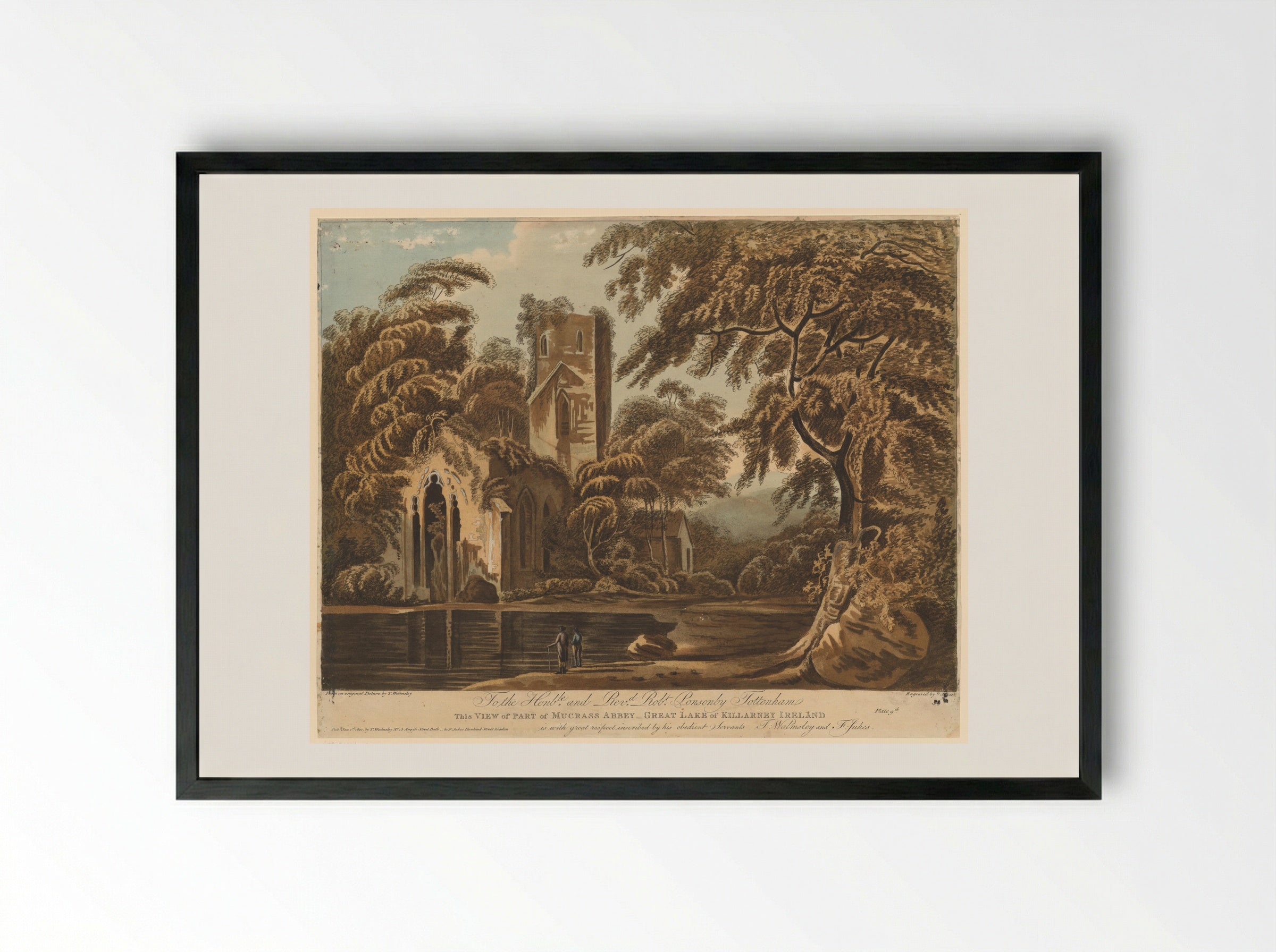 View of Part of Muckross Abbey, Great Lake of Killarney, Ireland - Francis Jukes - Framed Print Black