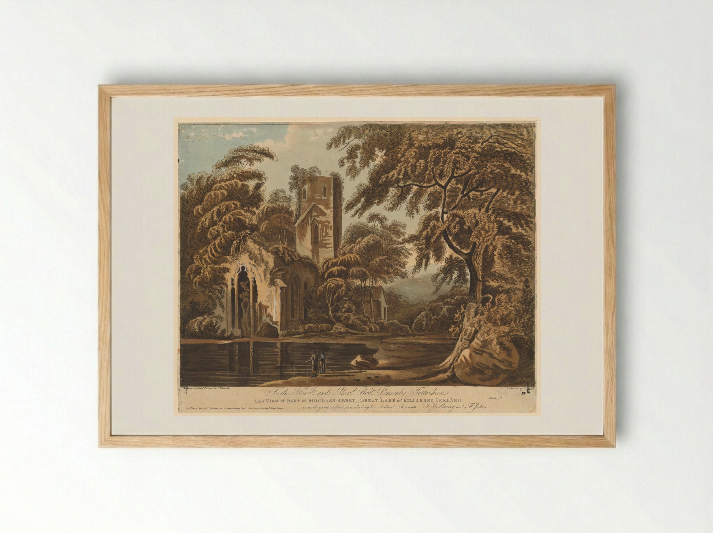 View of Part of Muckross Abbey, Great Lake of Killarney, Ireland - Francis Jukes - Framed Print Wood