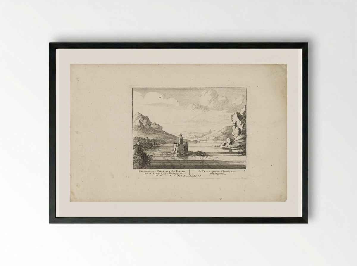 View of Pfalzgrafenstein Castle from the North - Jan van Call (I) - Framed Print Black