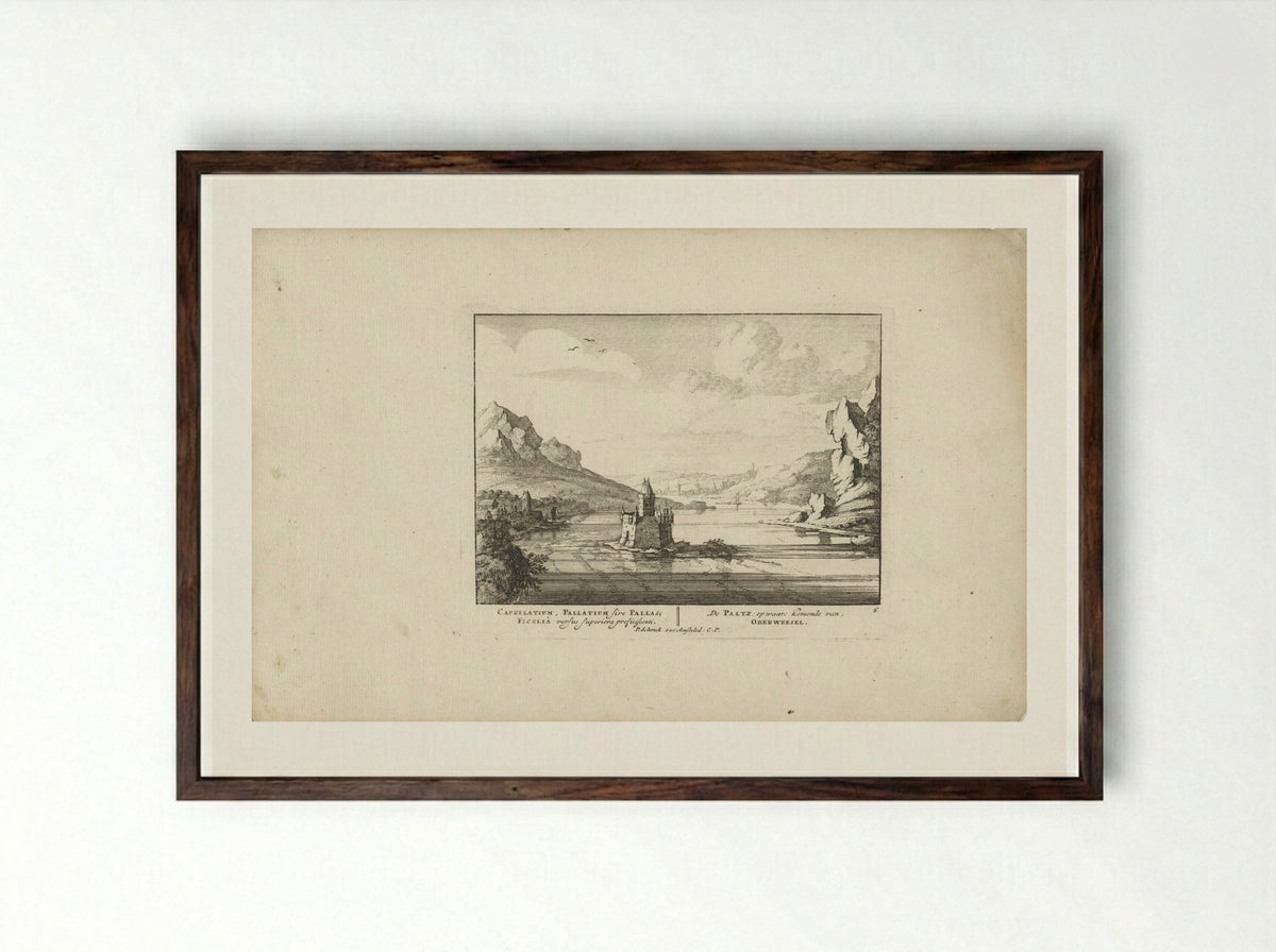 View of Pfalzgrafenstein Castle from the North - Jan van Call (I) - Framed Print Dark Wood