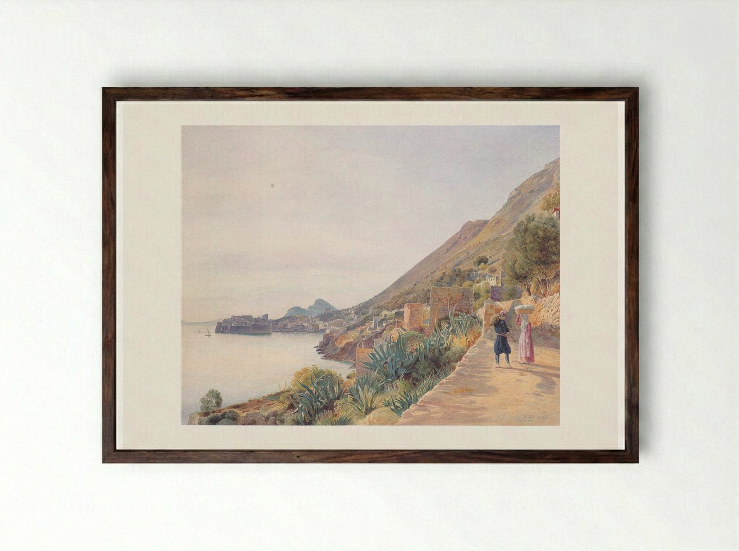 View of Ragusa - Rudolf von Alt - Framed Print Dark Wood