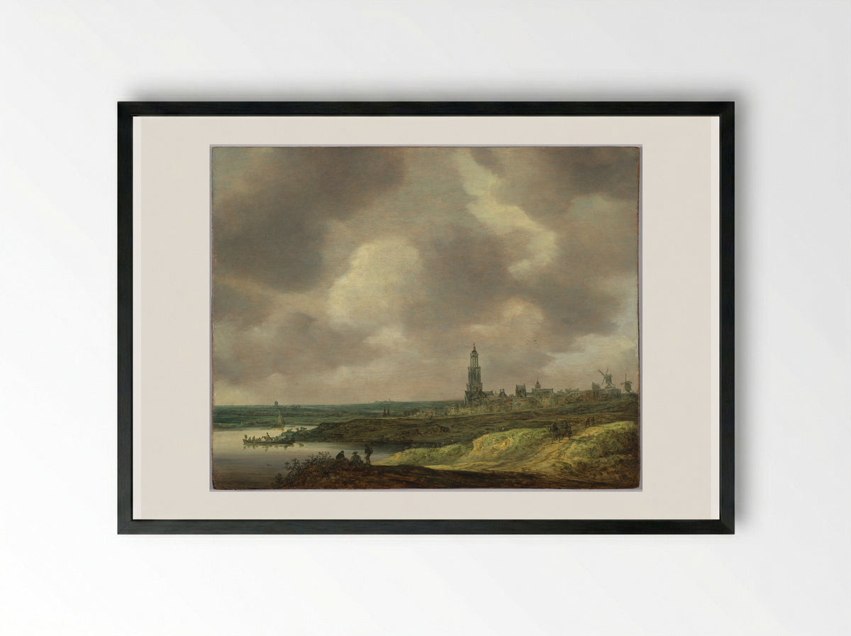 View of Rhenen - Jan van Goyen - Framed Print Black