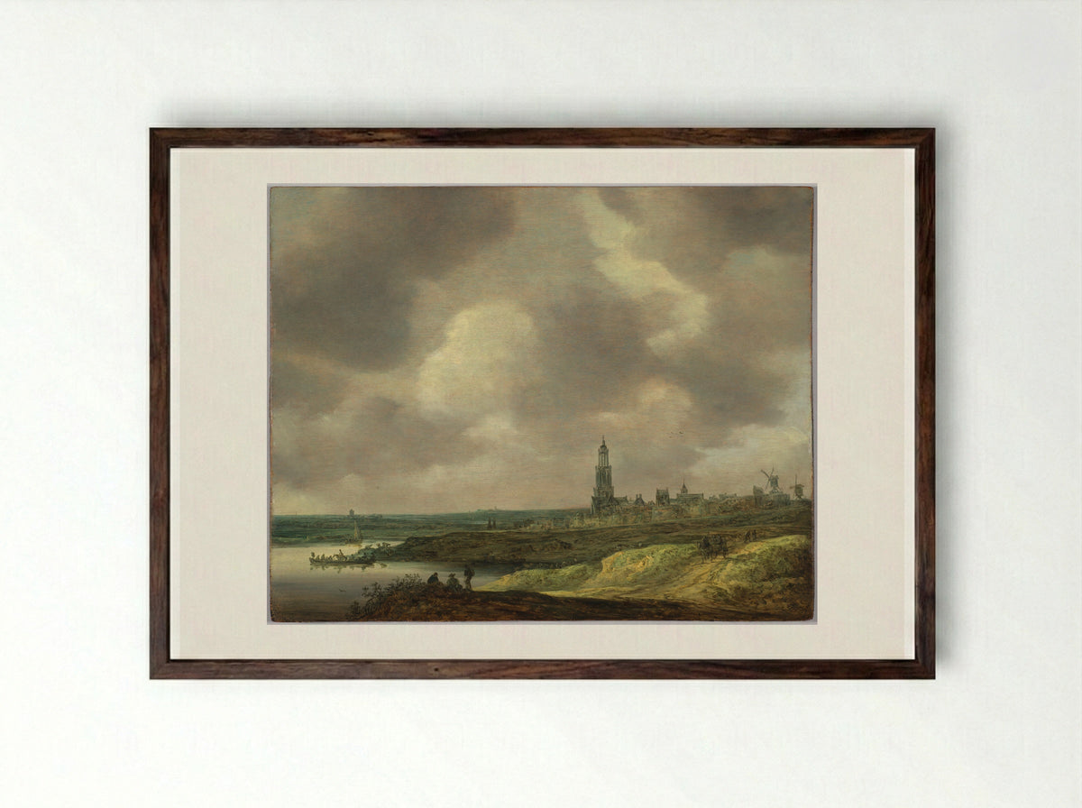 View of Rhenen - Jan van Goyen - Framed Print Dark Wood