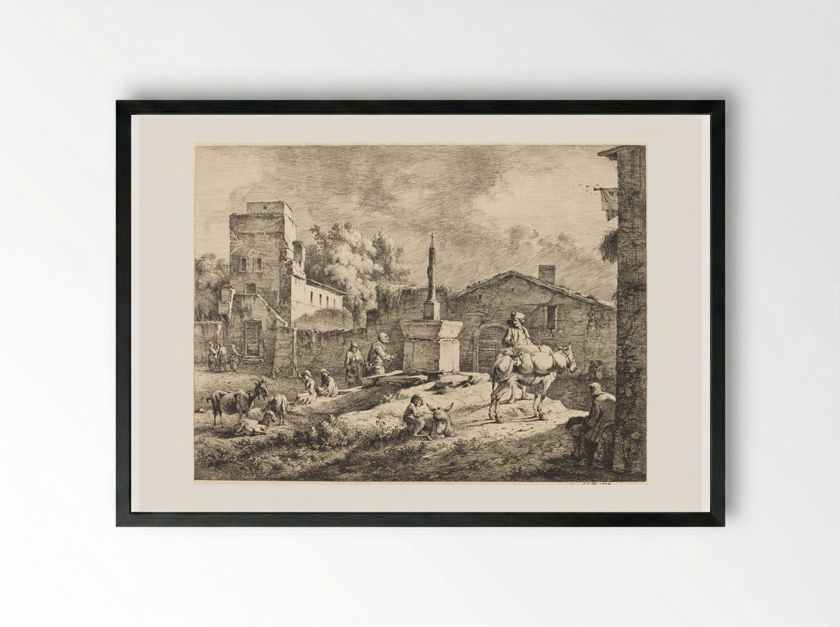 View of Saint-Andéol - Jean-Jacques de Boissieu - Framed Print Black