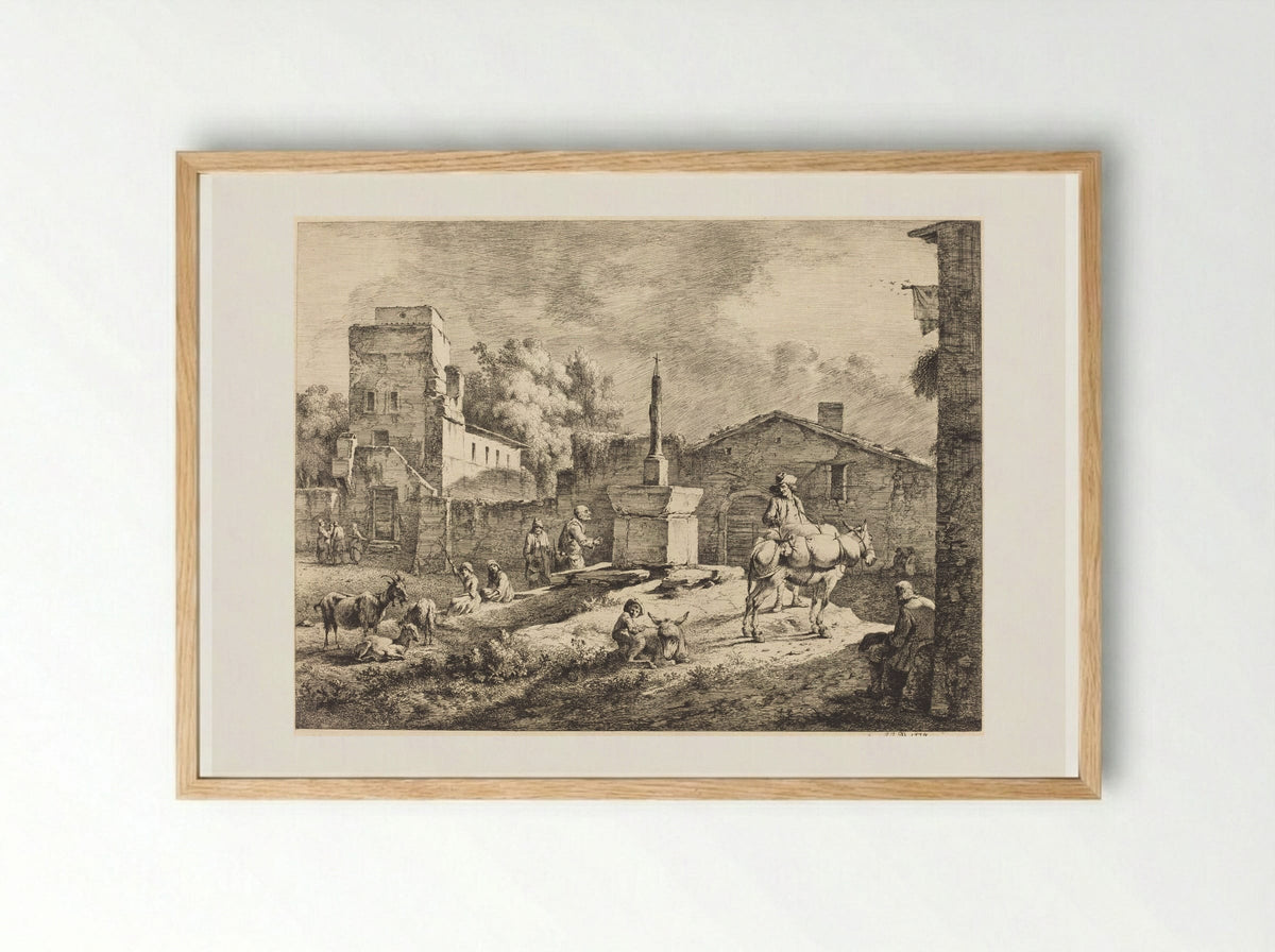 View of Saint-Andéol - Jean-Jacques de Boissieu - Framed Print Wood