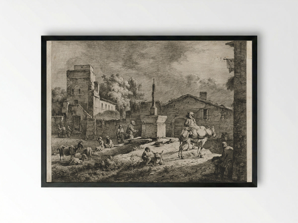 View of Saint-Andeol - Jean Jacques de Boissieu - Framed Print Black