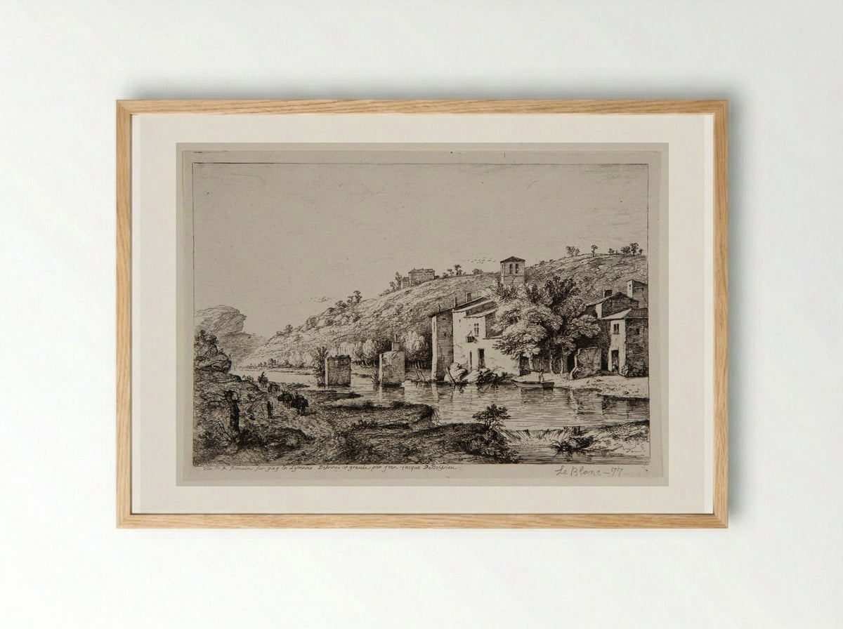 View of Saint-Romain-sur-Gier - Jean-Jacques de Boissieu - Framed Print Wood