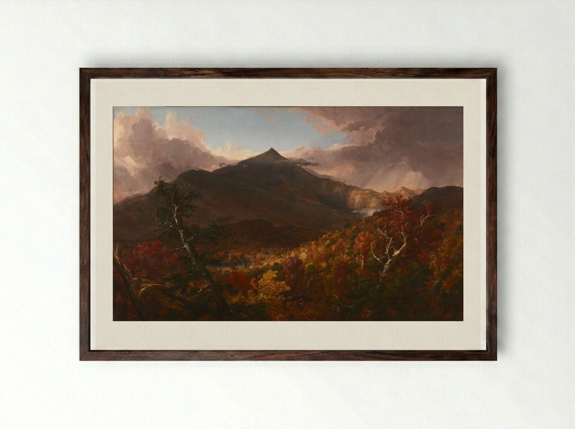 View of Schroon Mountain, Essex County, New York, After a Storm - Thomas Cole - Framed Print Dark Wood