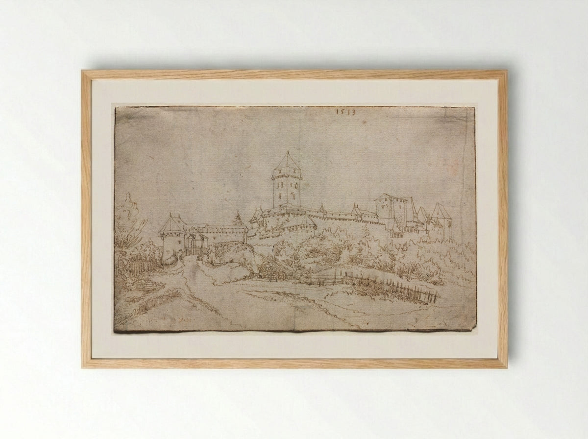 View of a Castle (recto) - Wolfgang Huber - Framed Print Wood