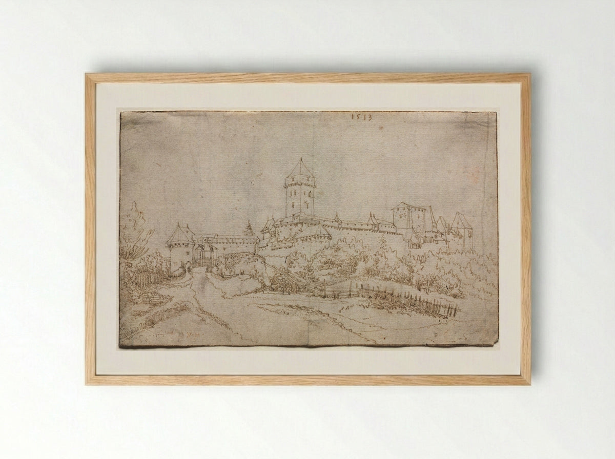View of a Castle (recto) - Wolfgang Huber - Framed Print Wood