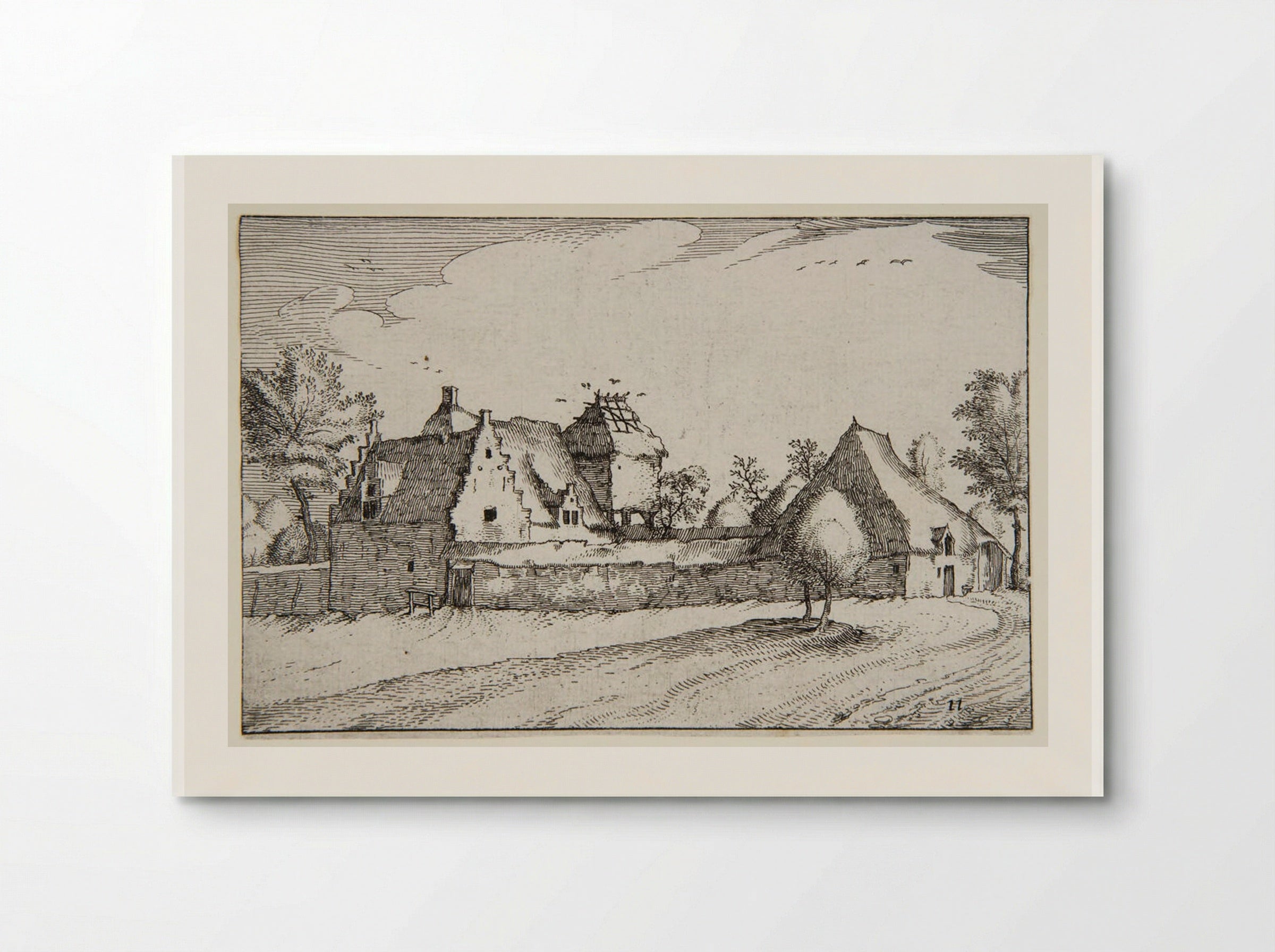 View of a Farmstead with a Large Dovecote - Claes Jansz. Visscher - Poster
