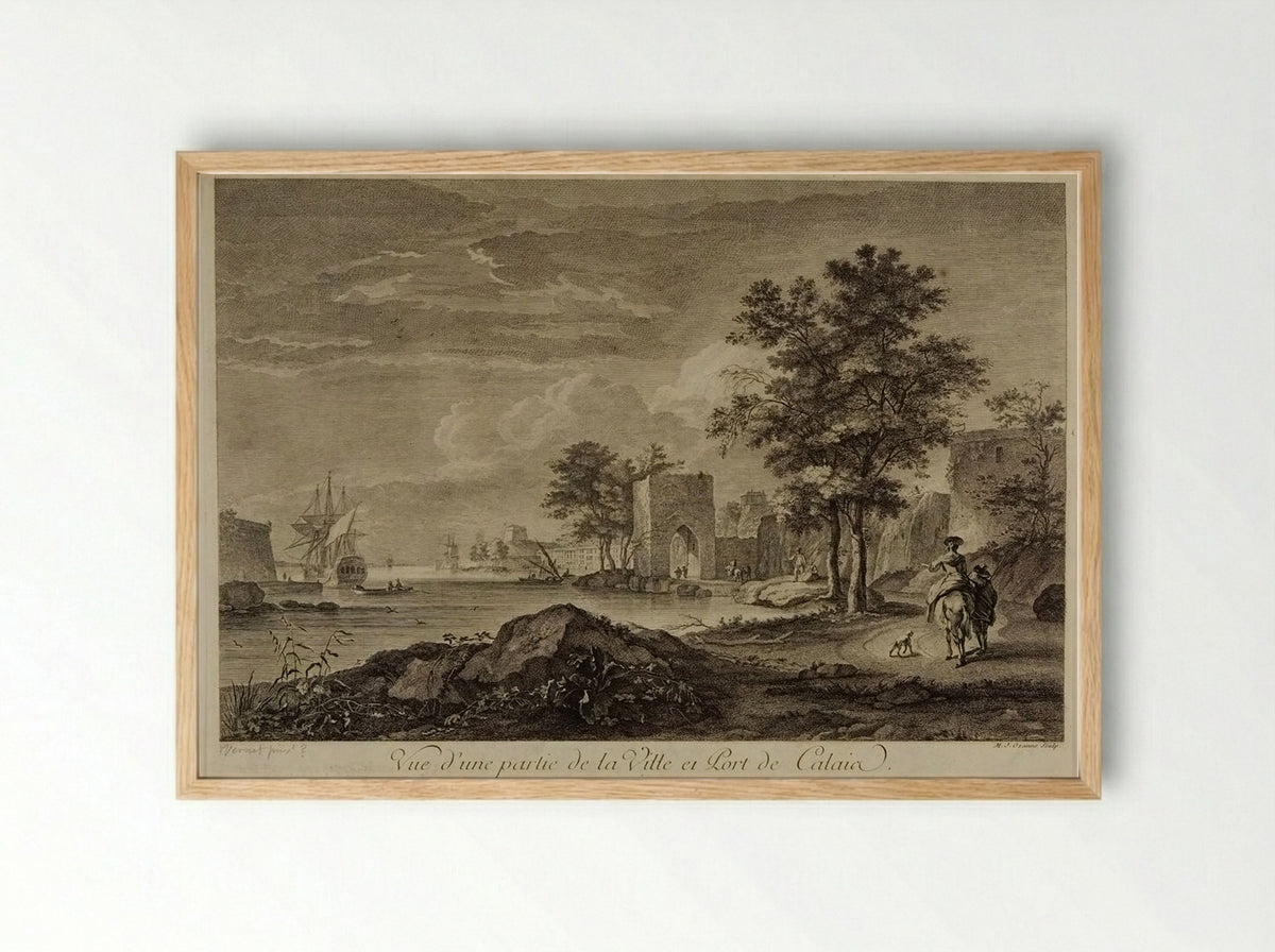View of a Part of the Town and Port of Calais - Marie Jeanne Ozanne - Framed Print Wood