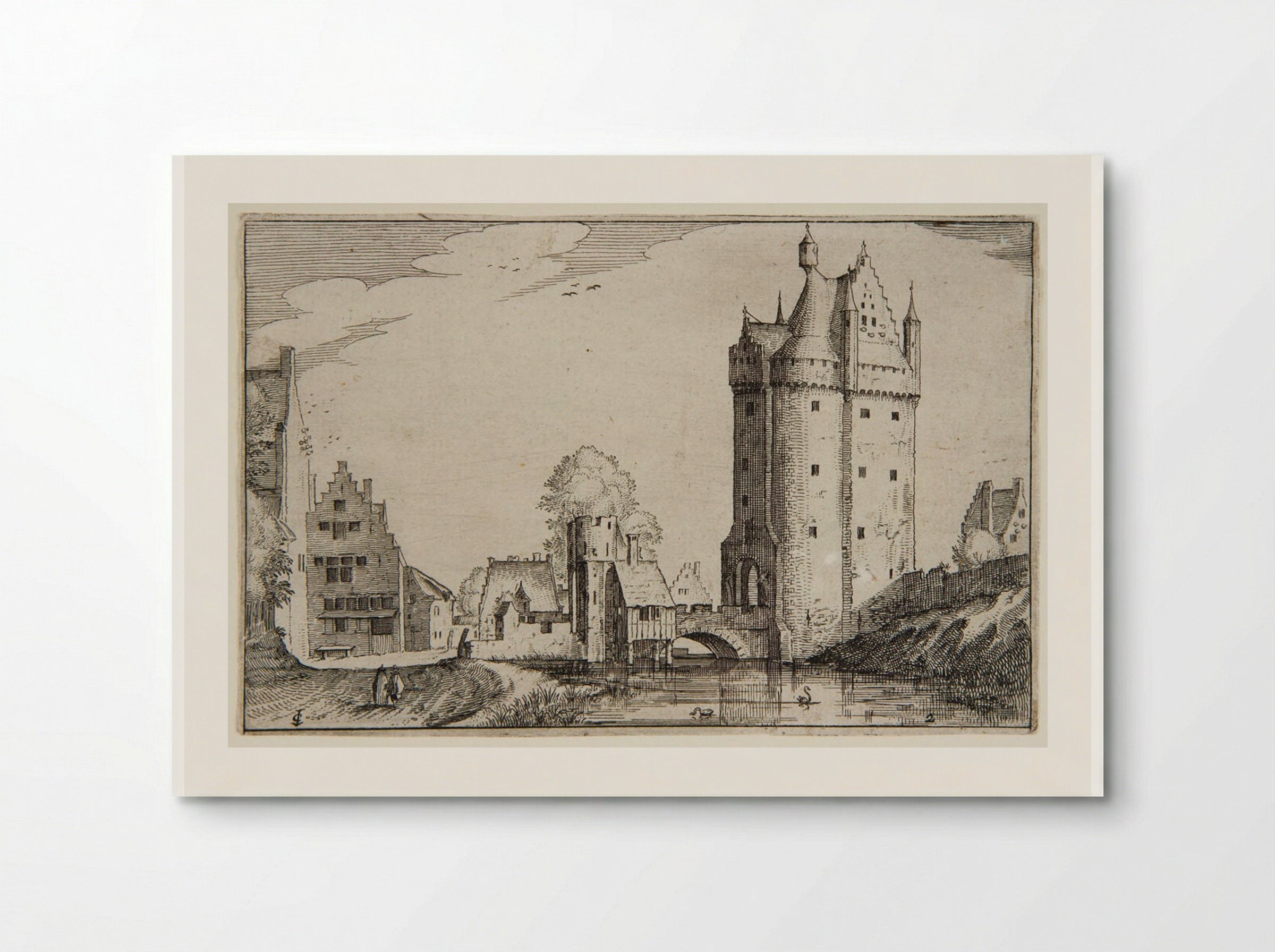 View of a Town with a Large Castle - Claes Jansz. Visscher - Poster