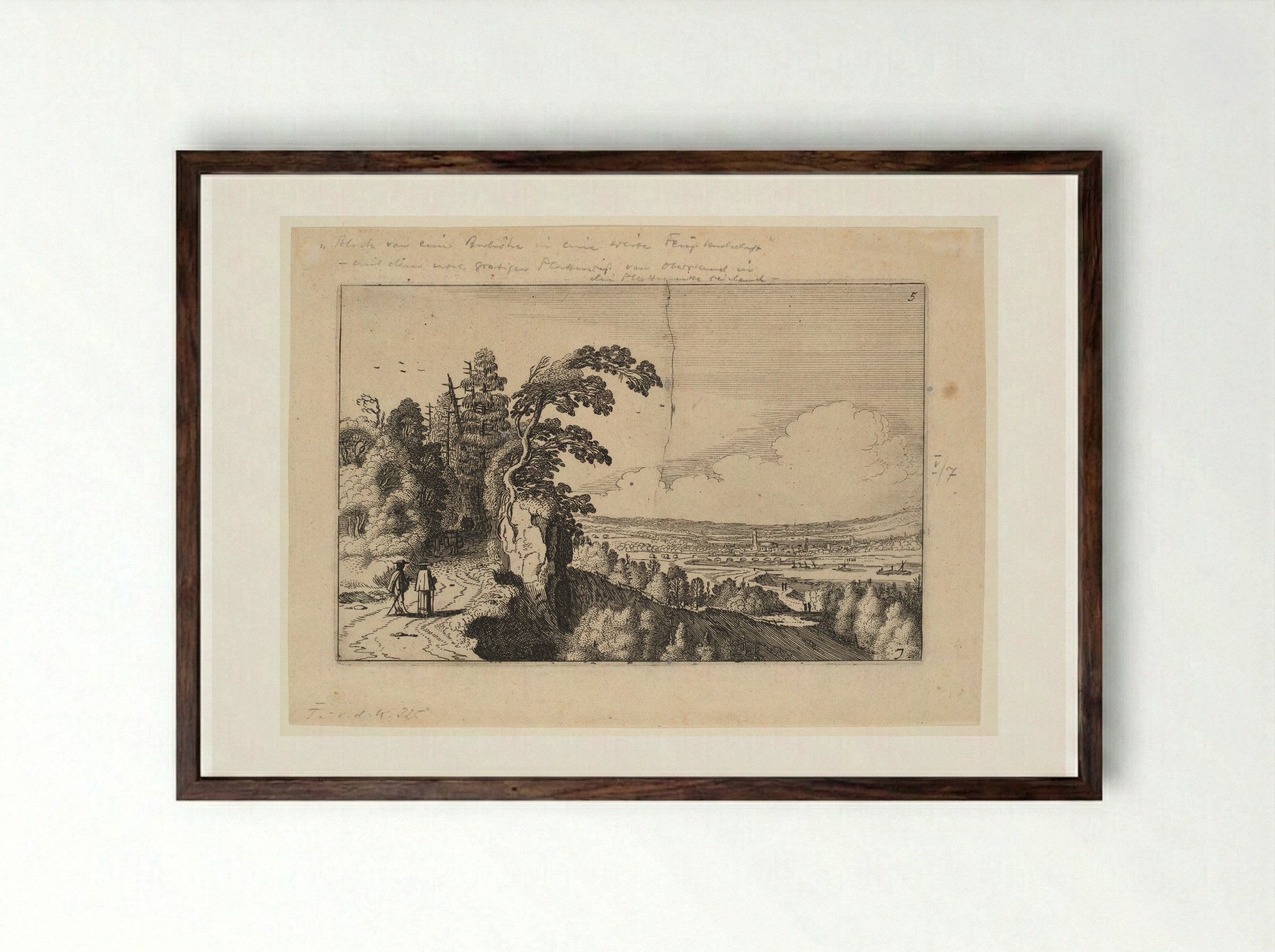 View of a Valley - Jan van de Velde II - Framed Print Dark Wood