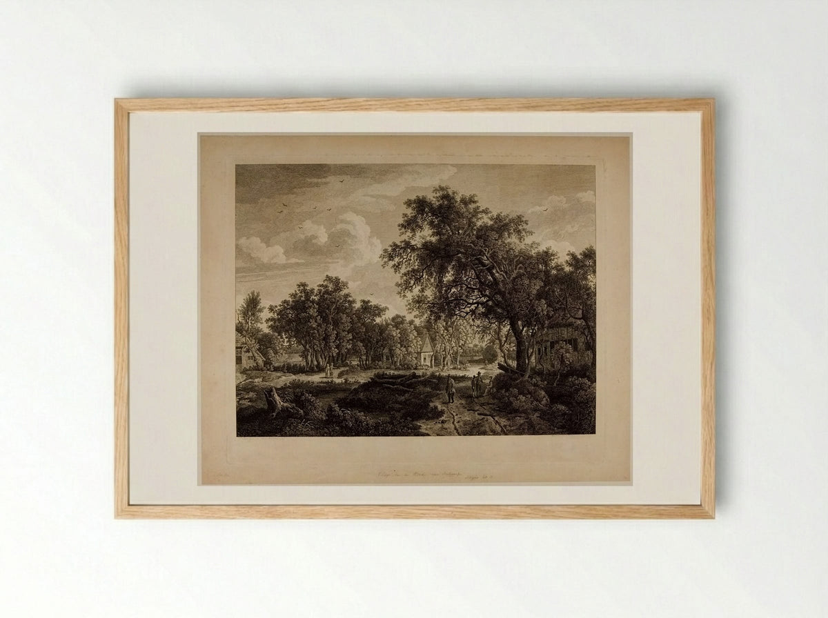 View of a Village in a Wood, near Antwerp - François Vivares - Framed Print Wood