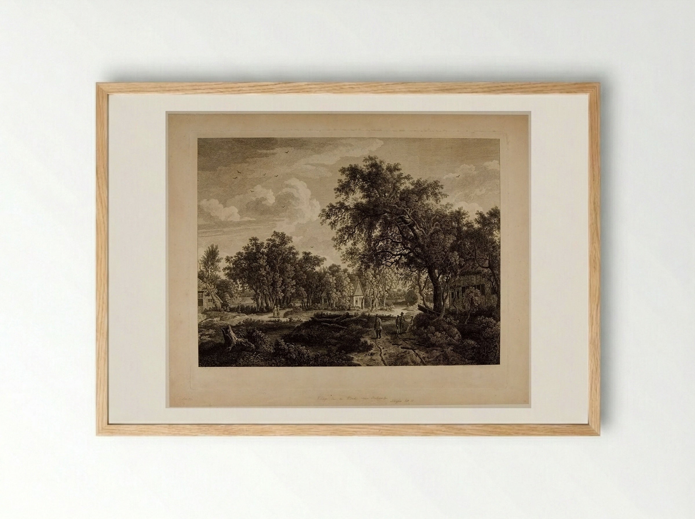 View of a Village in a Wood, near Antwerp - François Vivares - Framed Print Wood