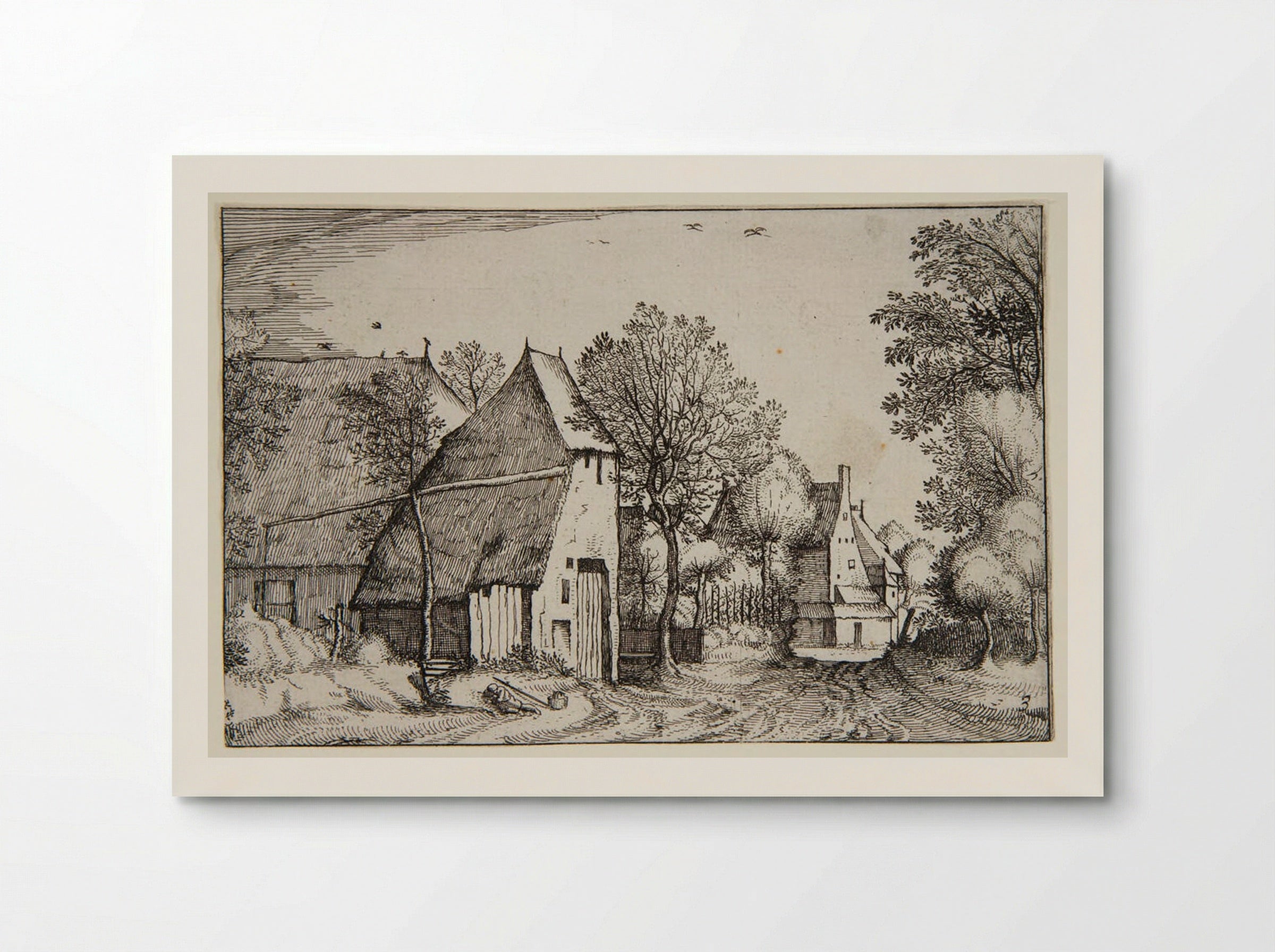 View of a Village with a Traveler Sleeping - Claes Jansz. Visscher - Poster