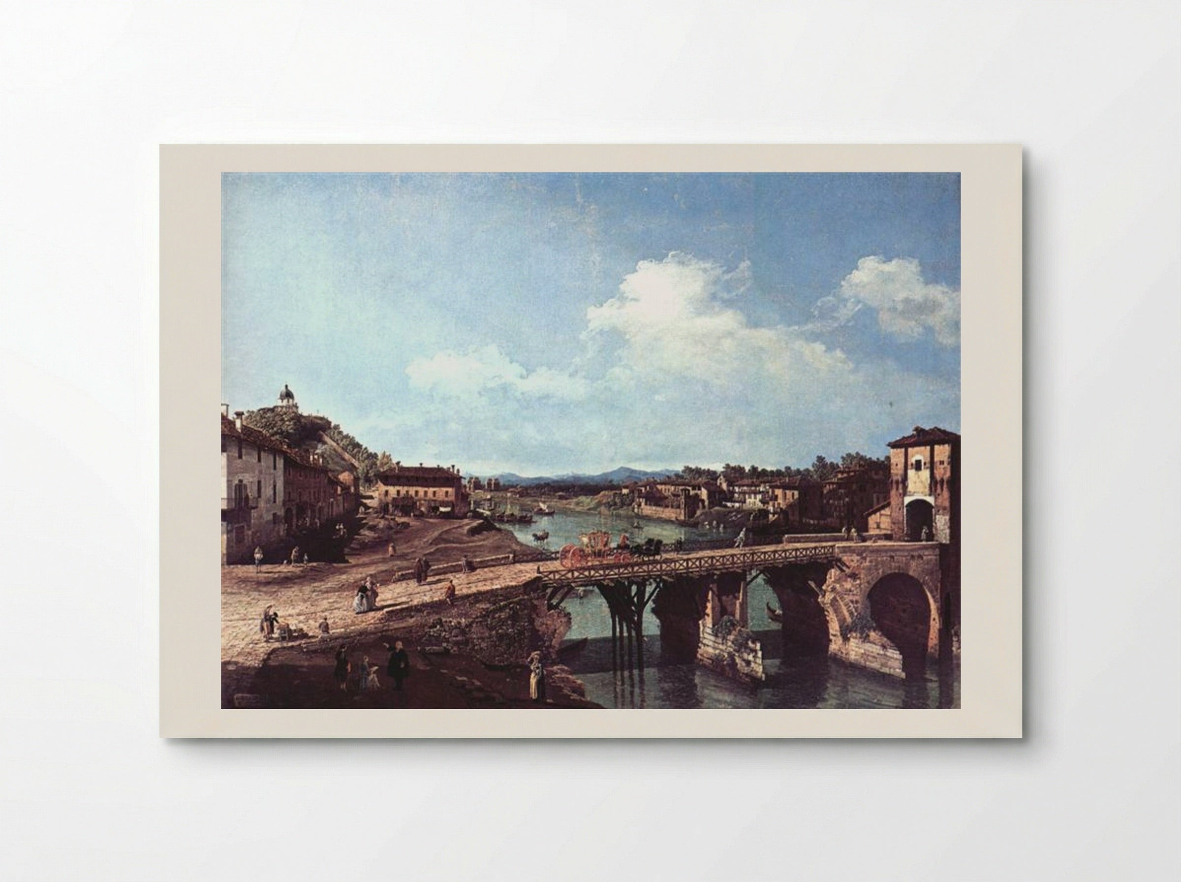 View of an Old Bridge Over the River Po, Turin - Bernardo Bellotto - Poster