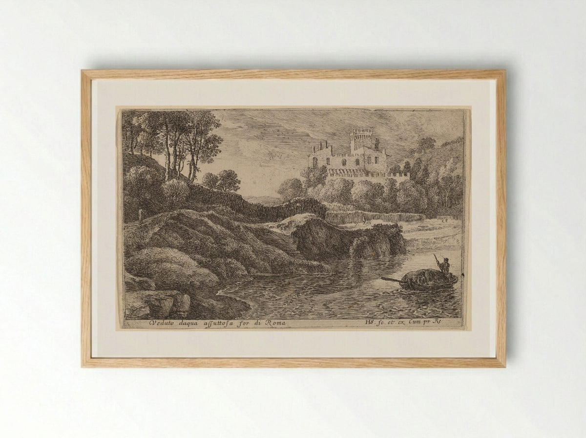 View of the Aqua Acetosa - Herman van Swanevelt - Framed Print Wood