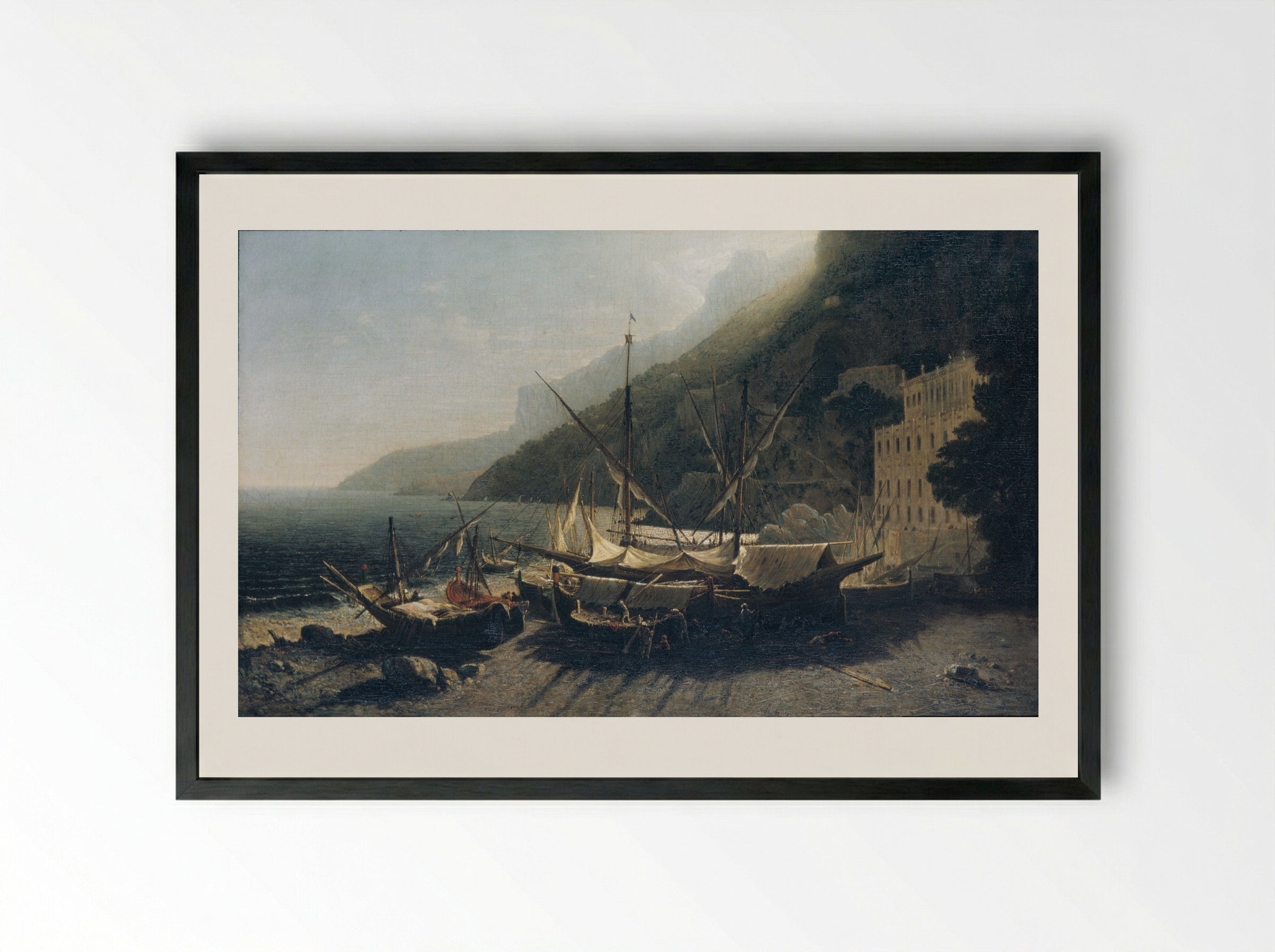 View of the Bay of Naples - George Loring Brown - Framed Print Black